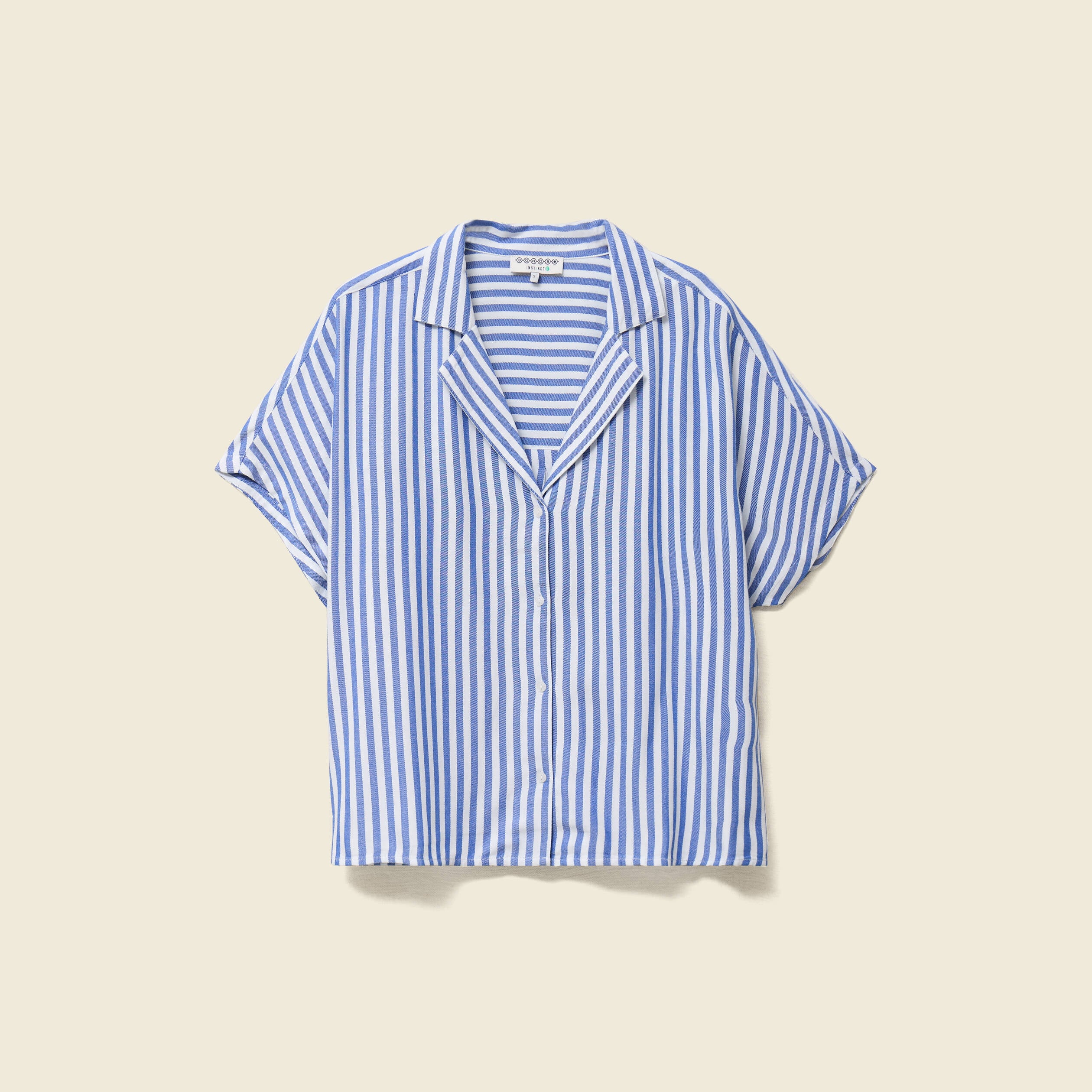 Chemise manches 3/4 bleu femme
