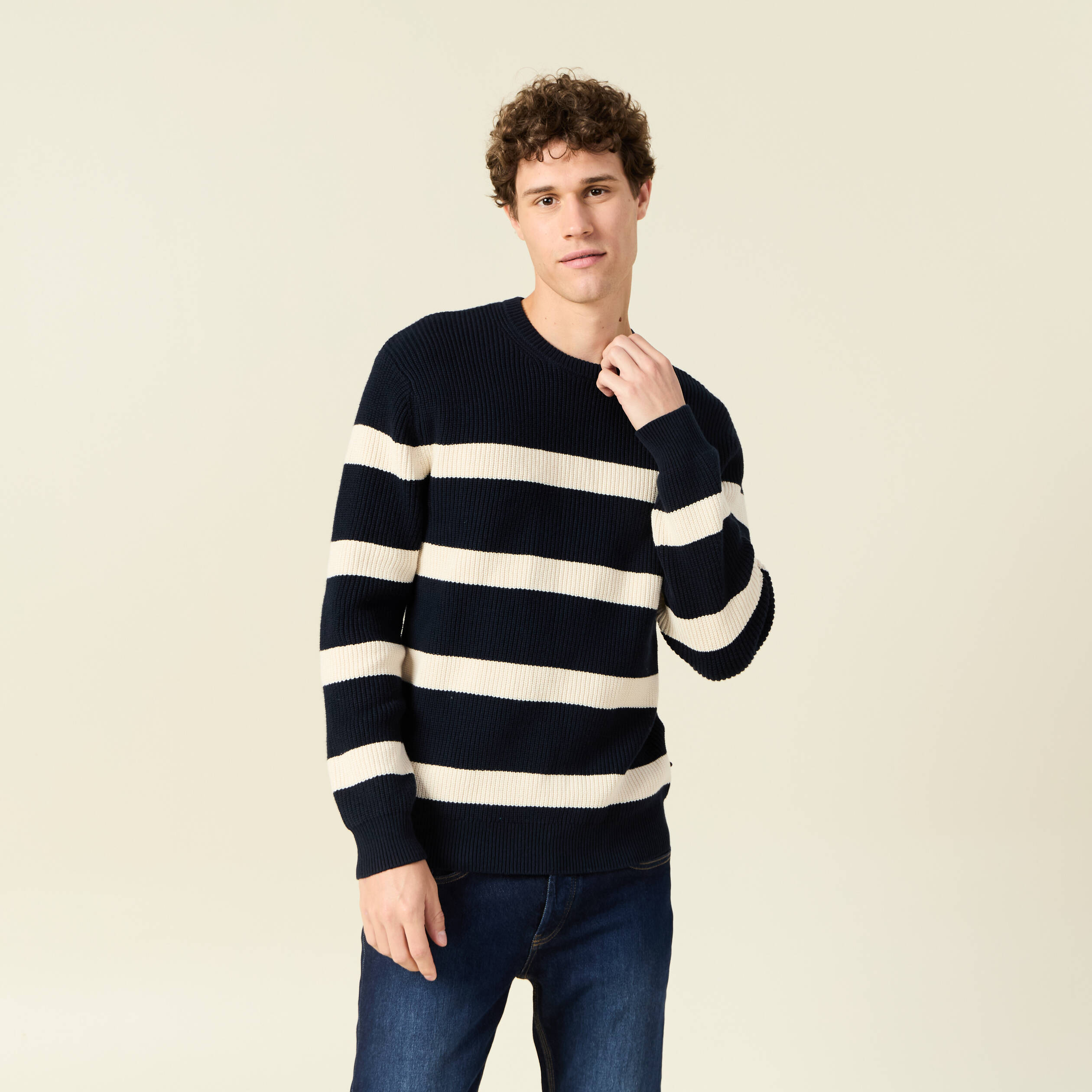 pull manches longues bleu fonce homme Pull manches longues bleu foncé homme