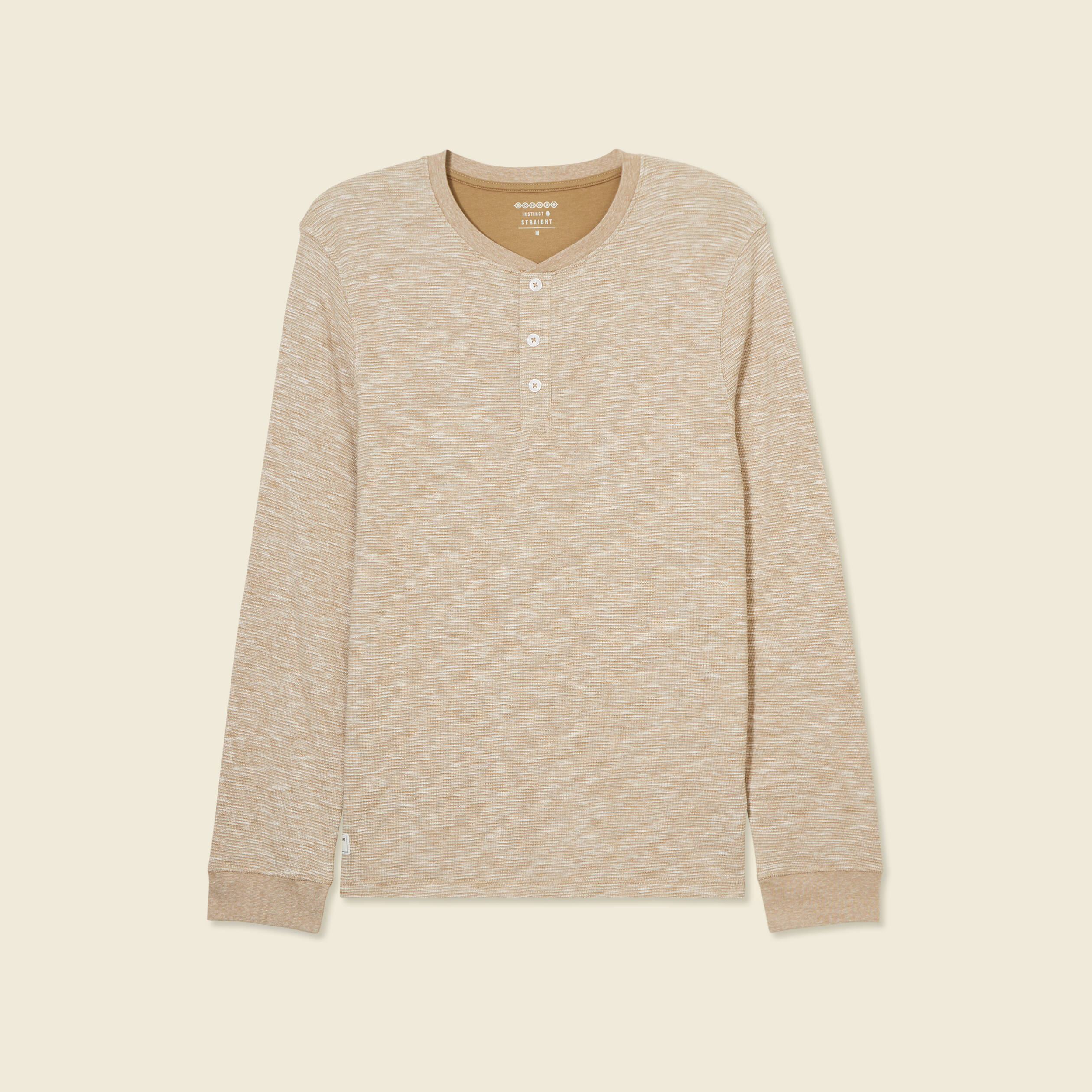 T-shirt en coton manches longues vert kaki homme