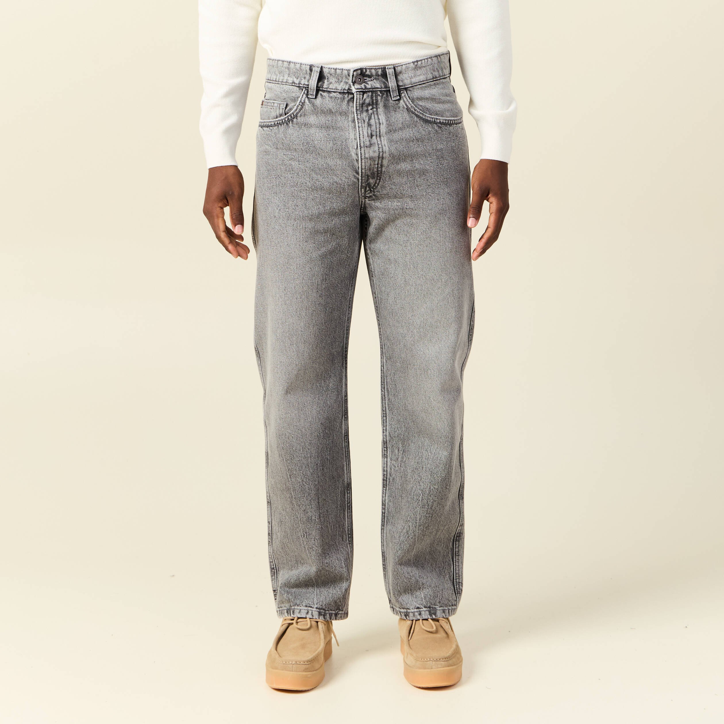 jeans relax 5 poches denim gris homme Jeans relax 5 poches denim gris homme