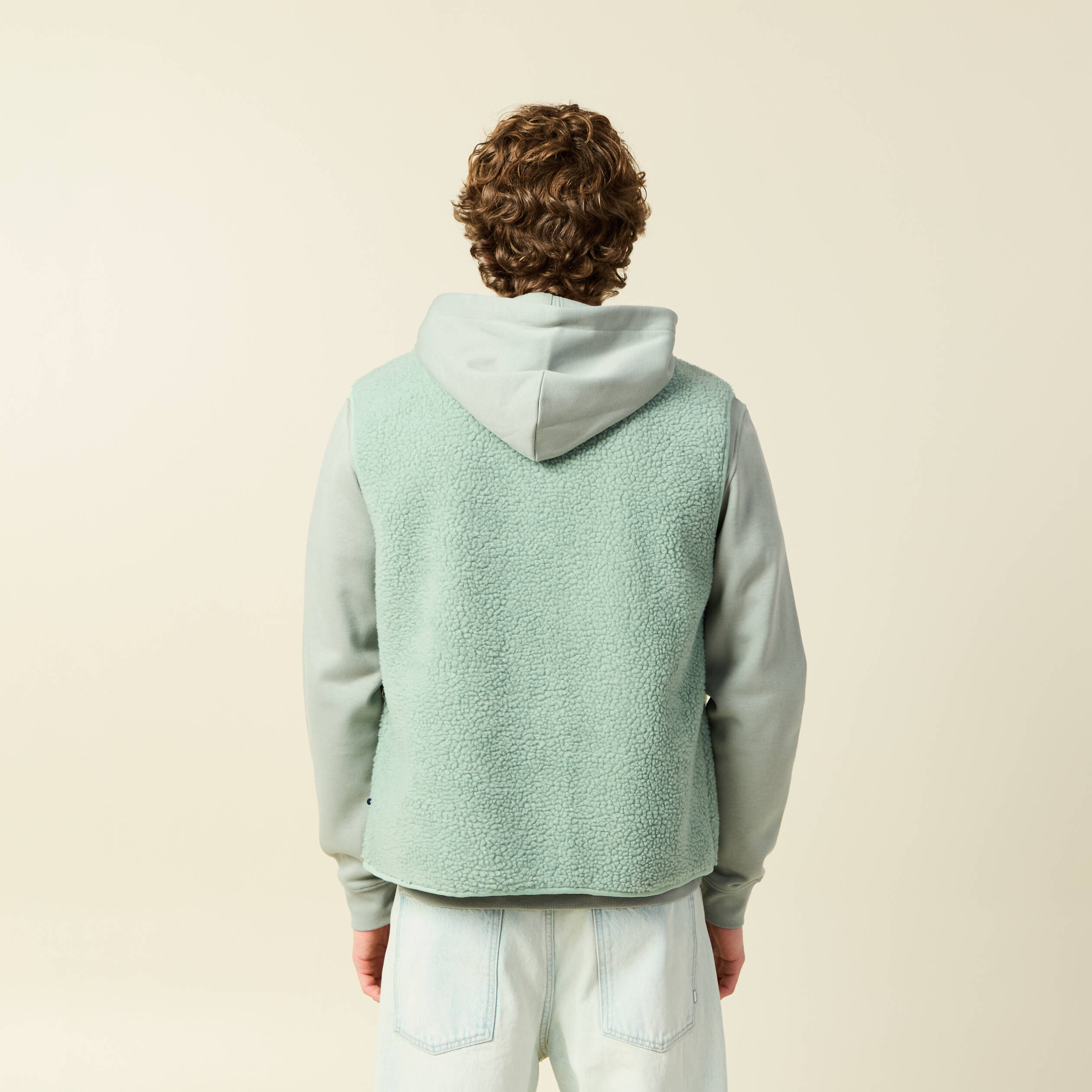 Sweat sans manches effet polaire vert pastel homme