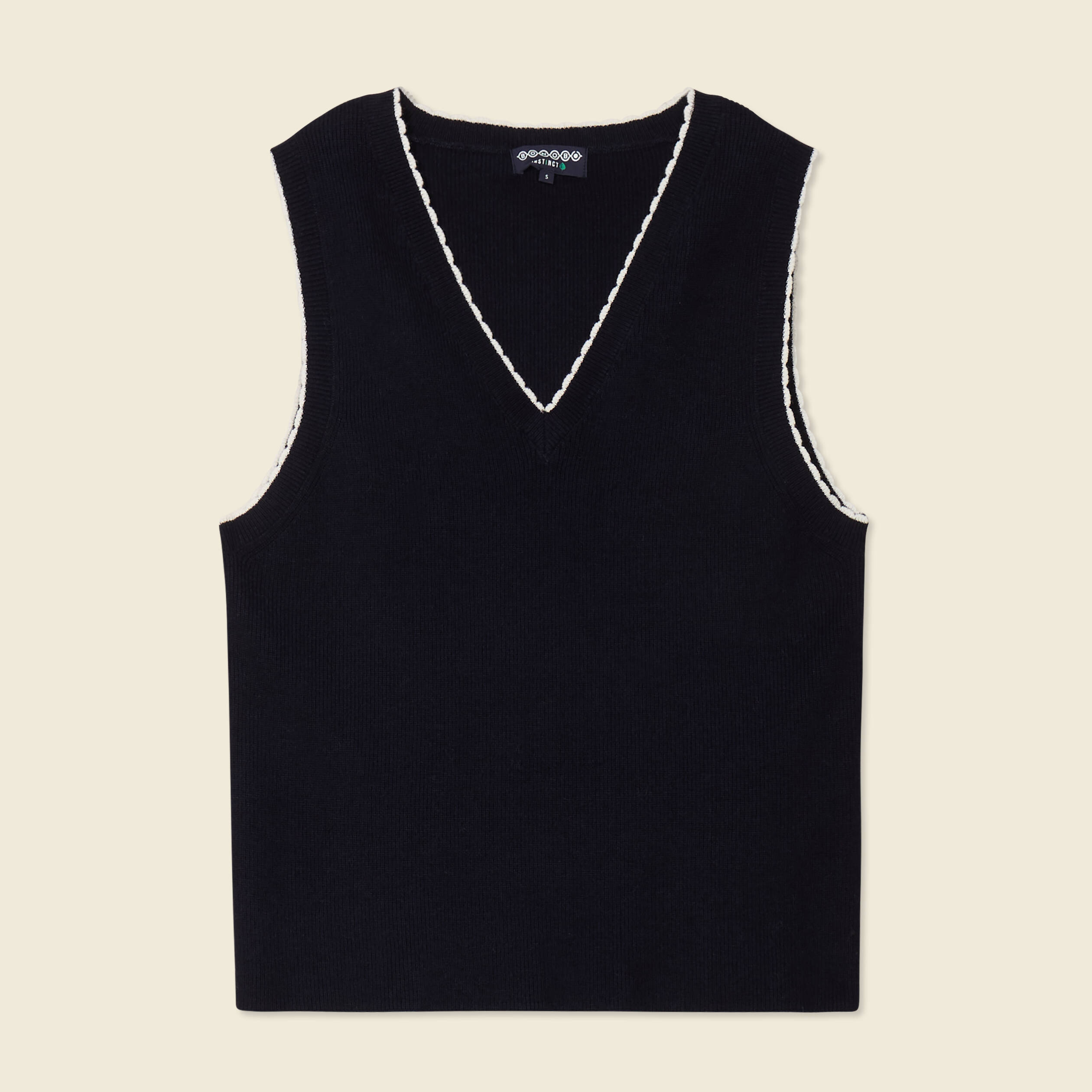 pull sans manches col en v bleu marine femme Pull sans manches col en V bleu marine femme