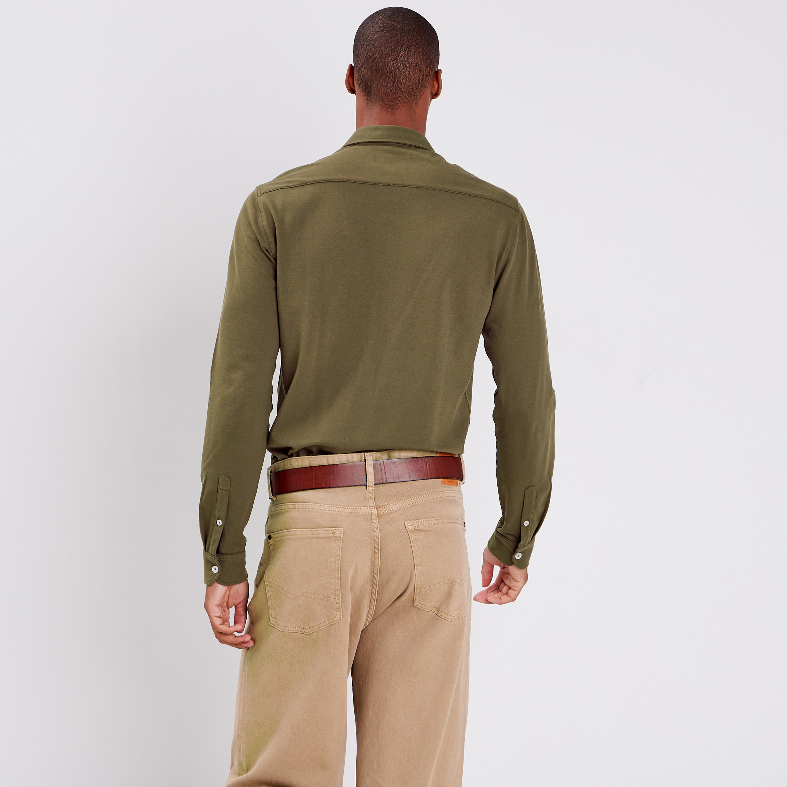 Chemise manches longues taupe homme
