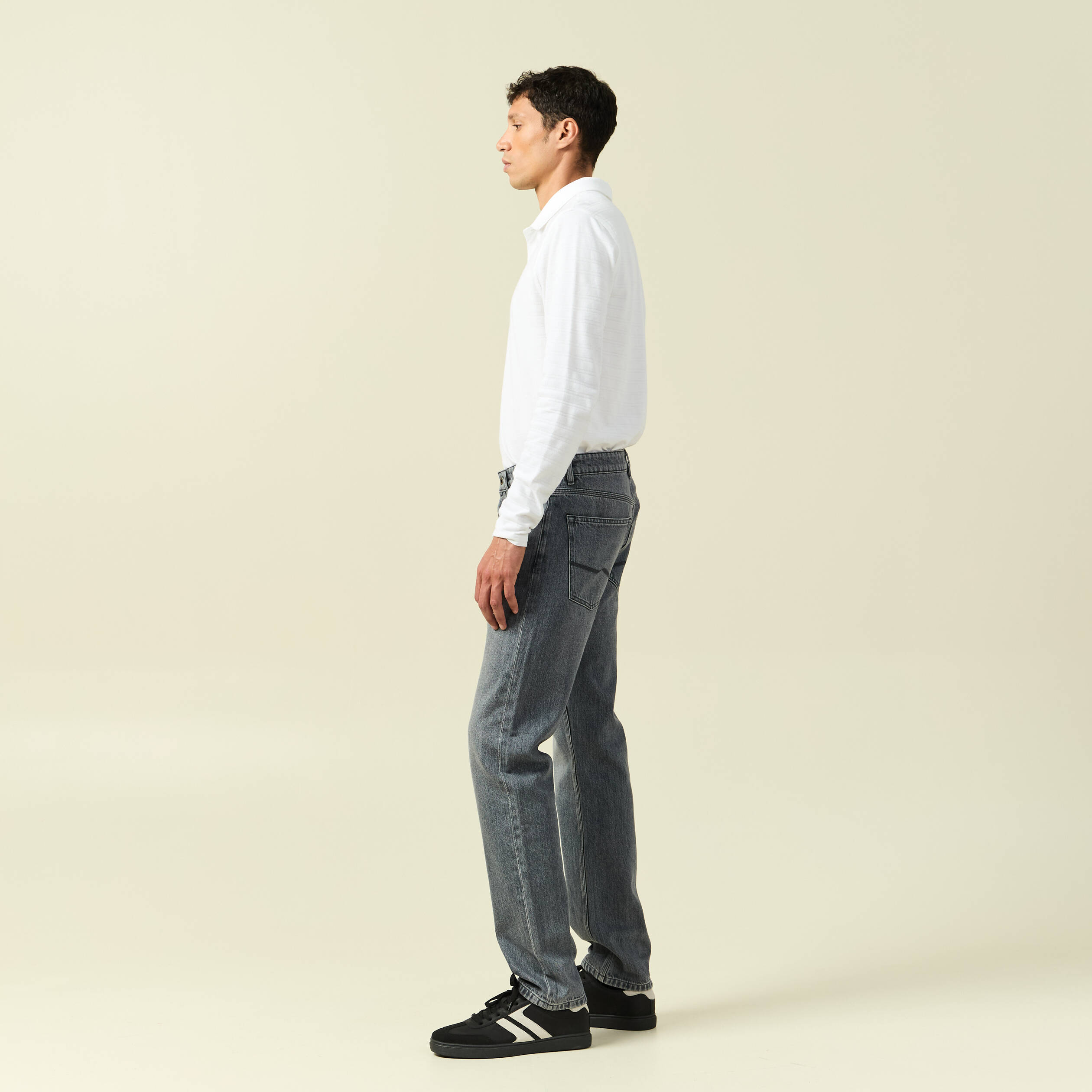Jeans straight longueur 34 bleu gris homme