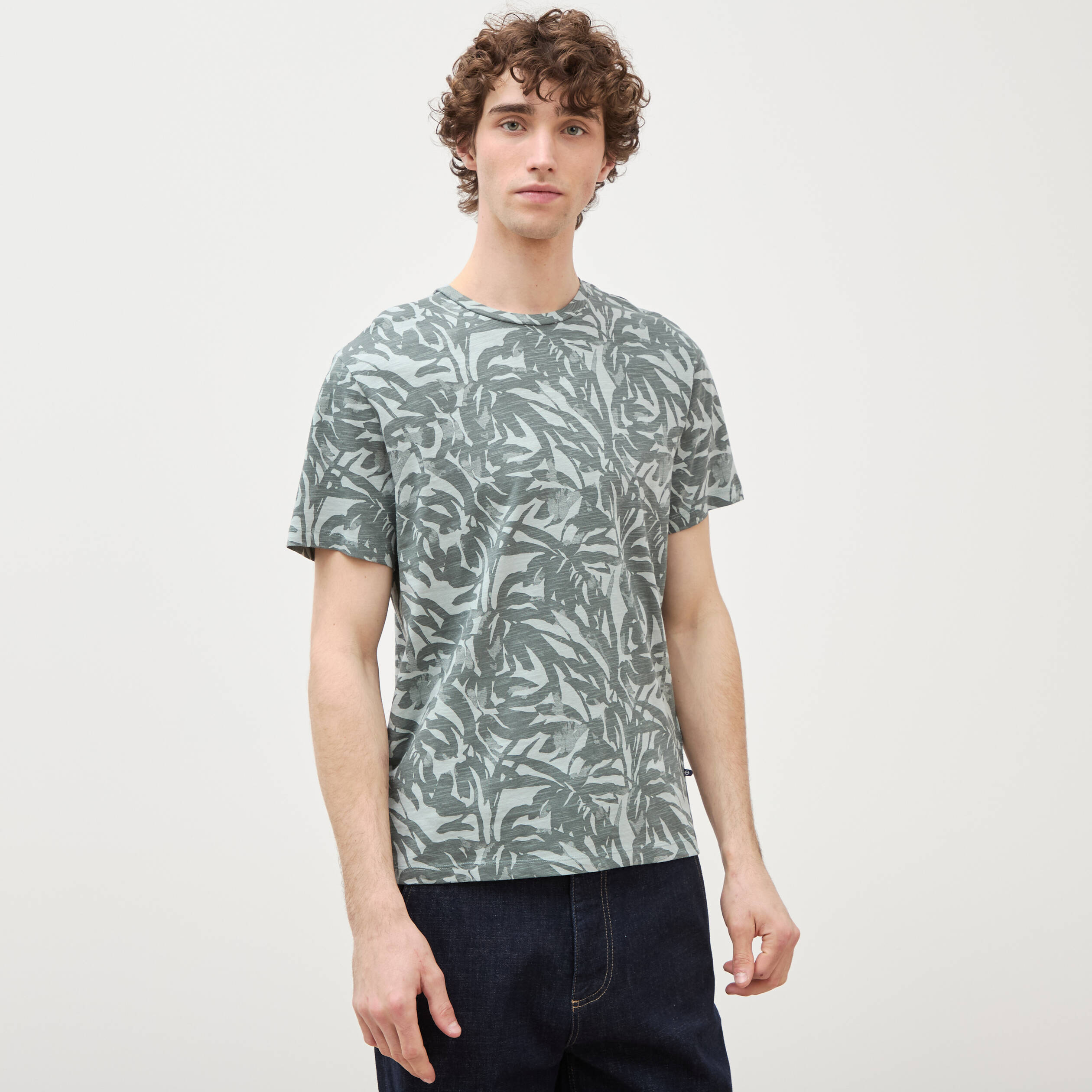 T-shirt manches courtes vert fonc&eacute; homme