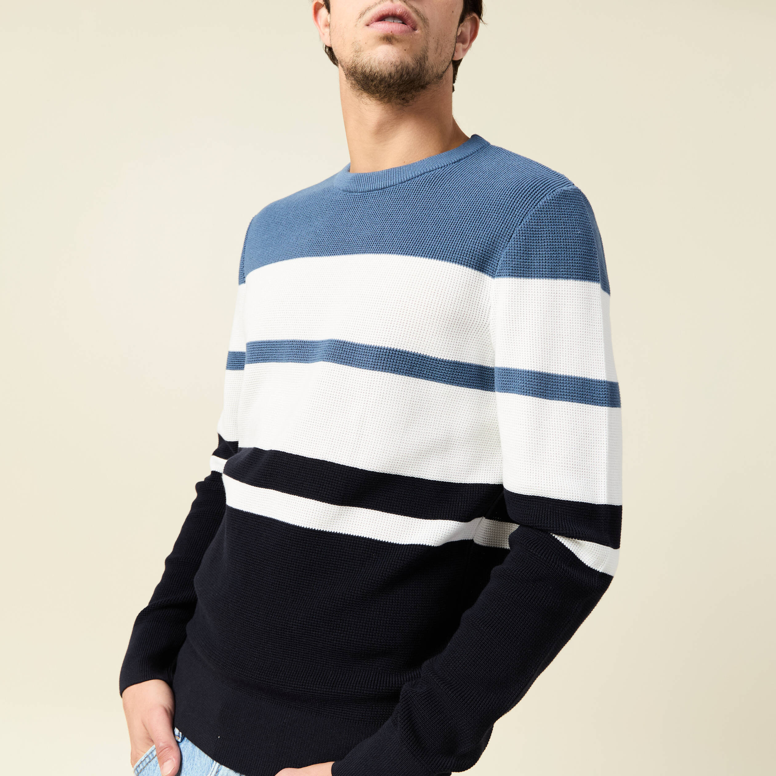 Pull manches longues ecru homme