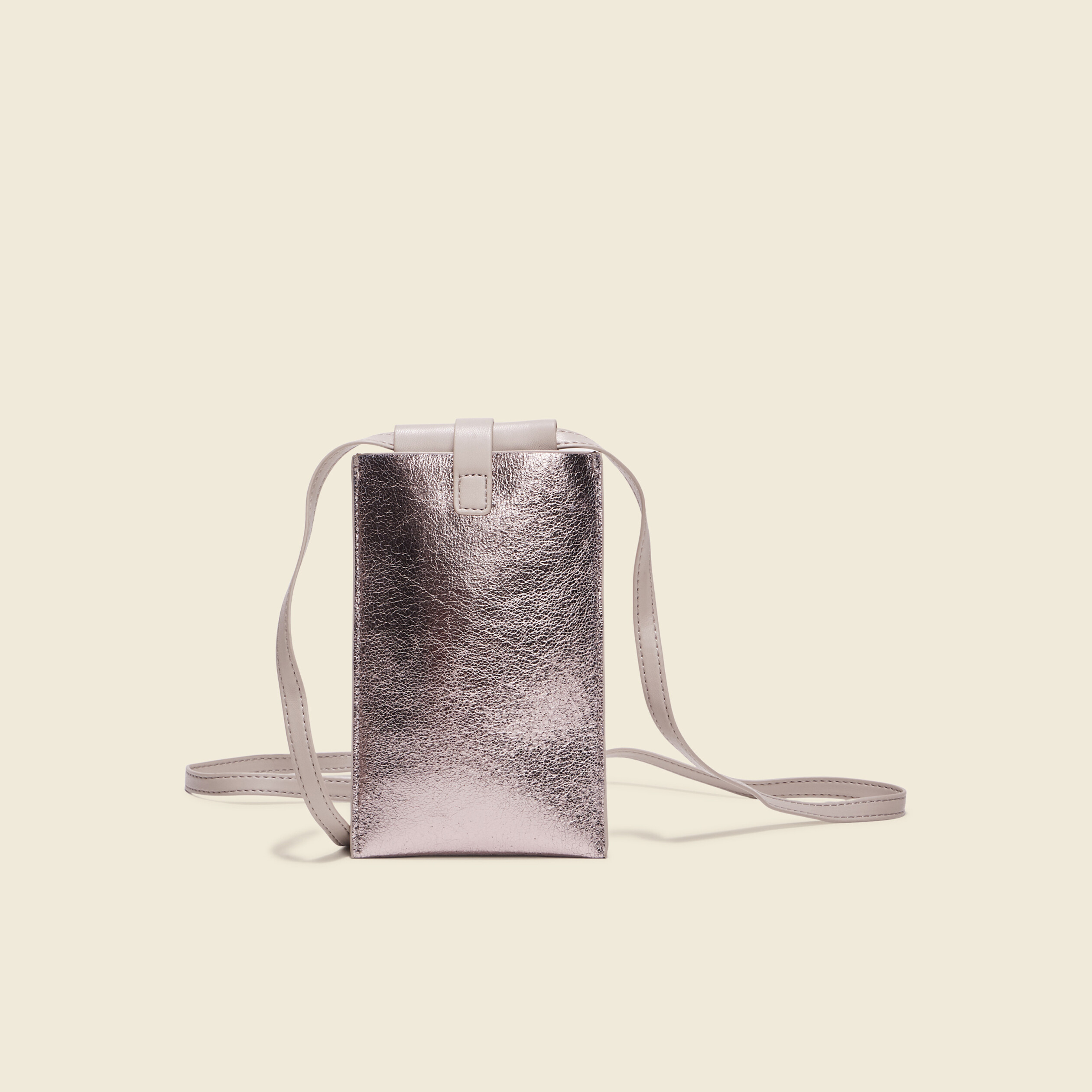 Pochette de téléphone gris argent femme