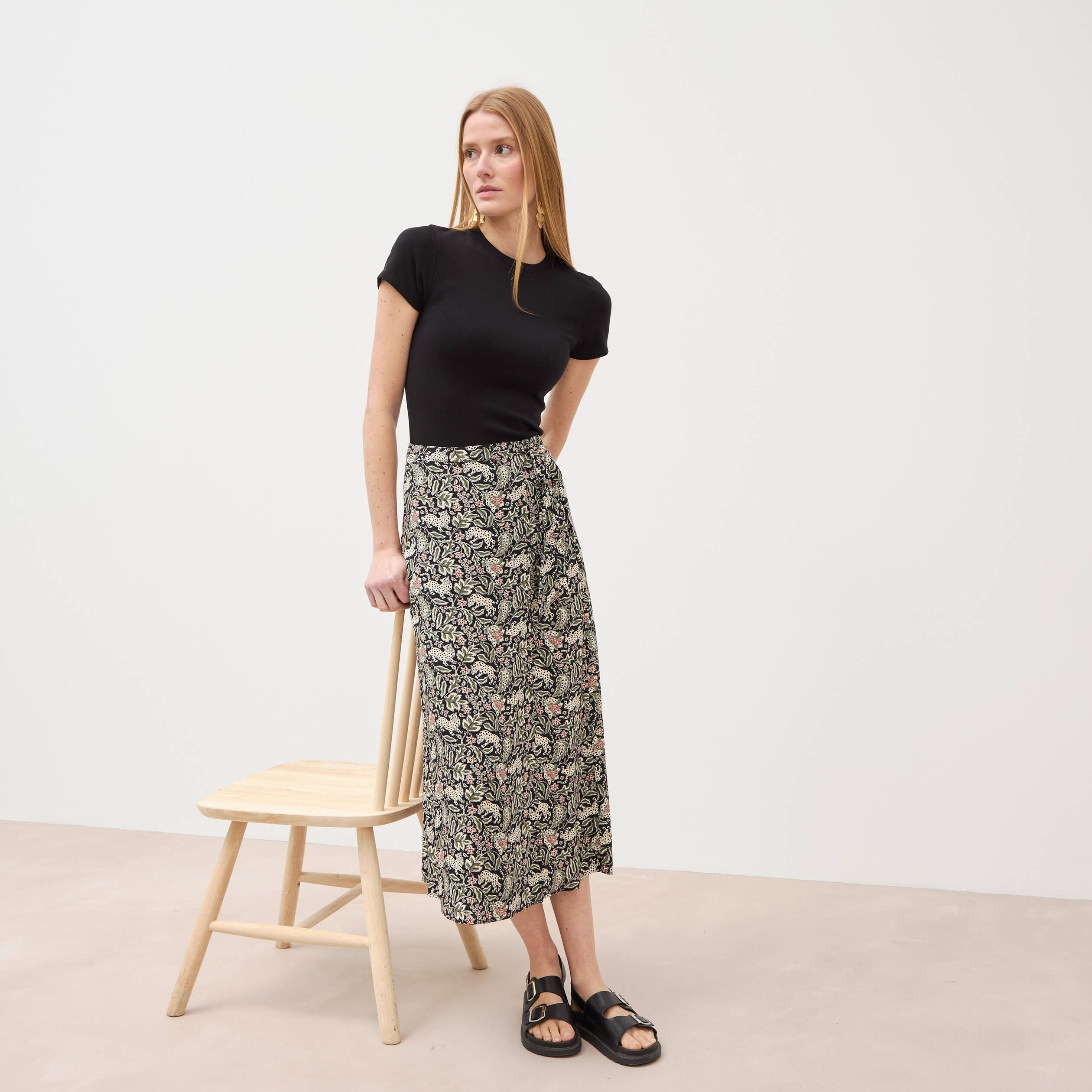 Jupe fluide noir femme