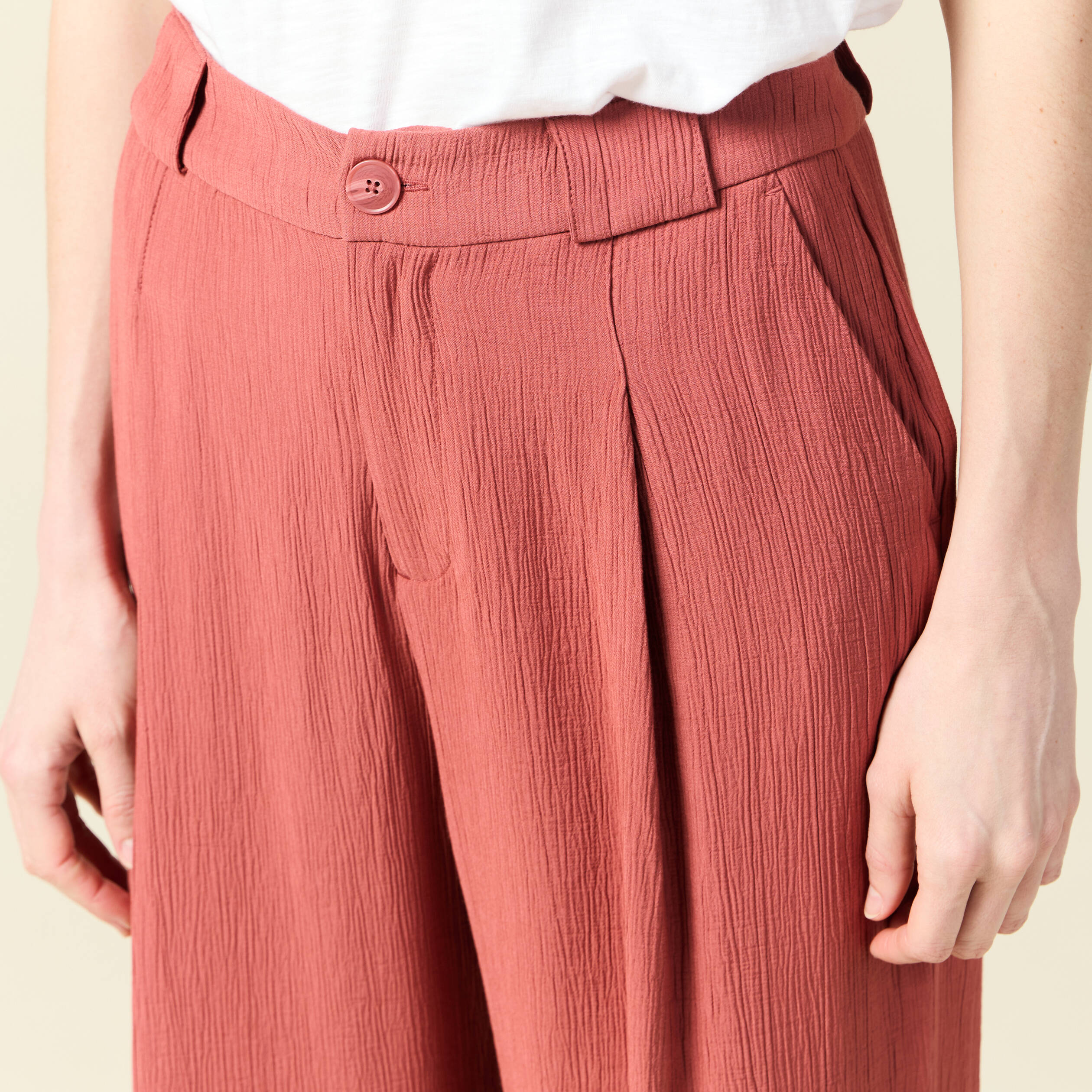pantalon large a pinces vieux rose femme Pantalon large à pinces vieux rose femme