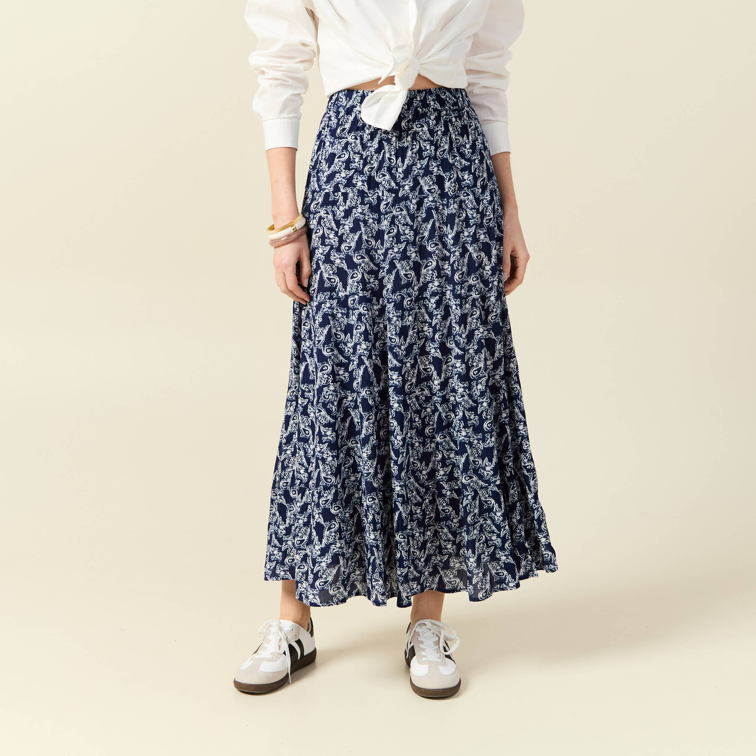 jupe longue droite fluide bleu marine femme Jupe longue droite fluide bleu marine femme