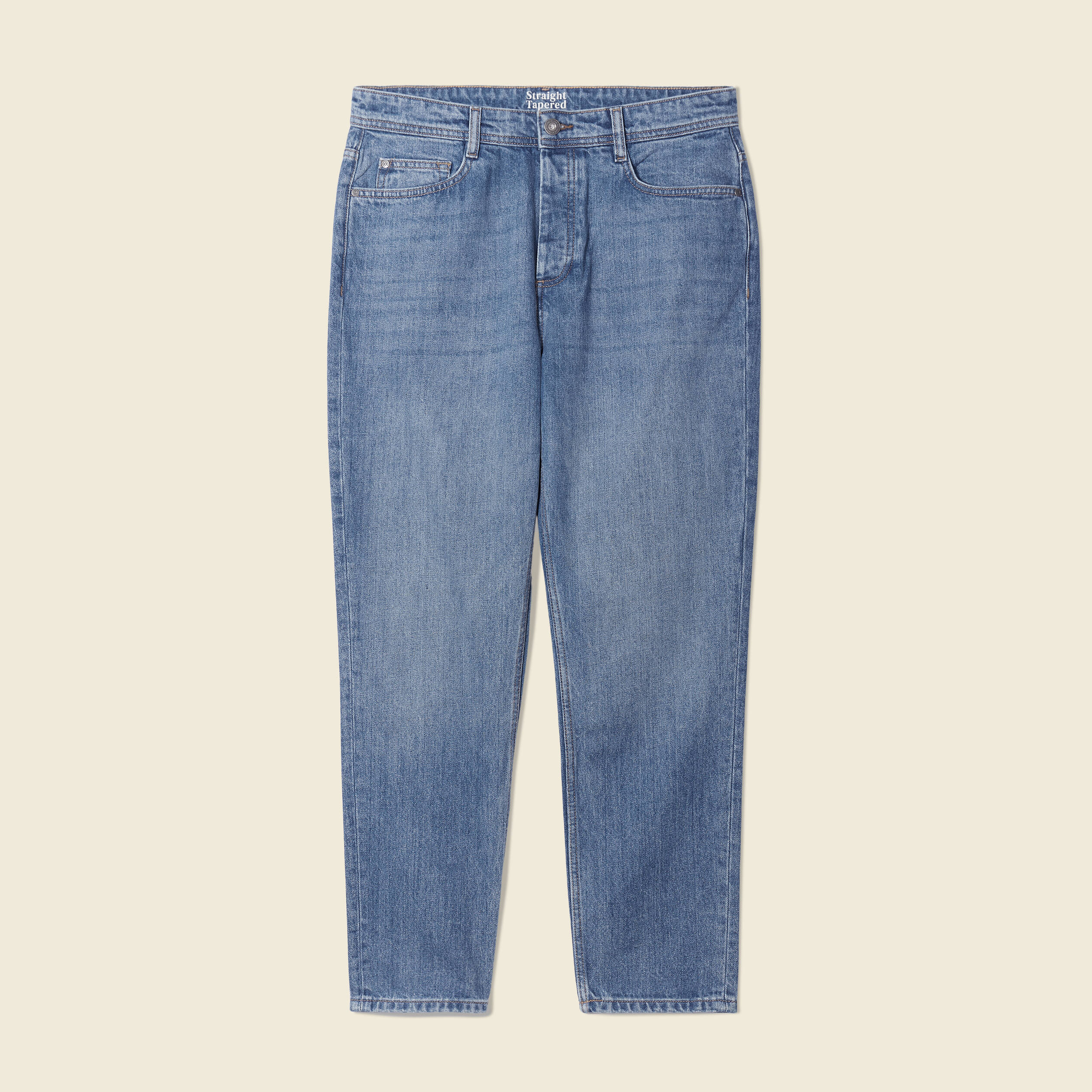 Jeans straight tapered denim used homme
