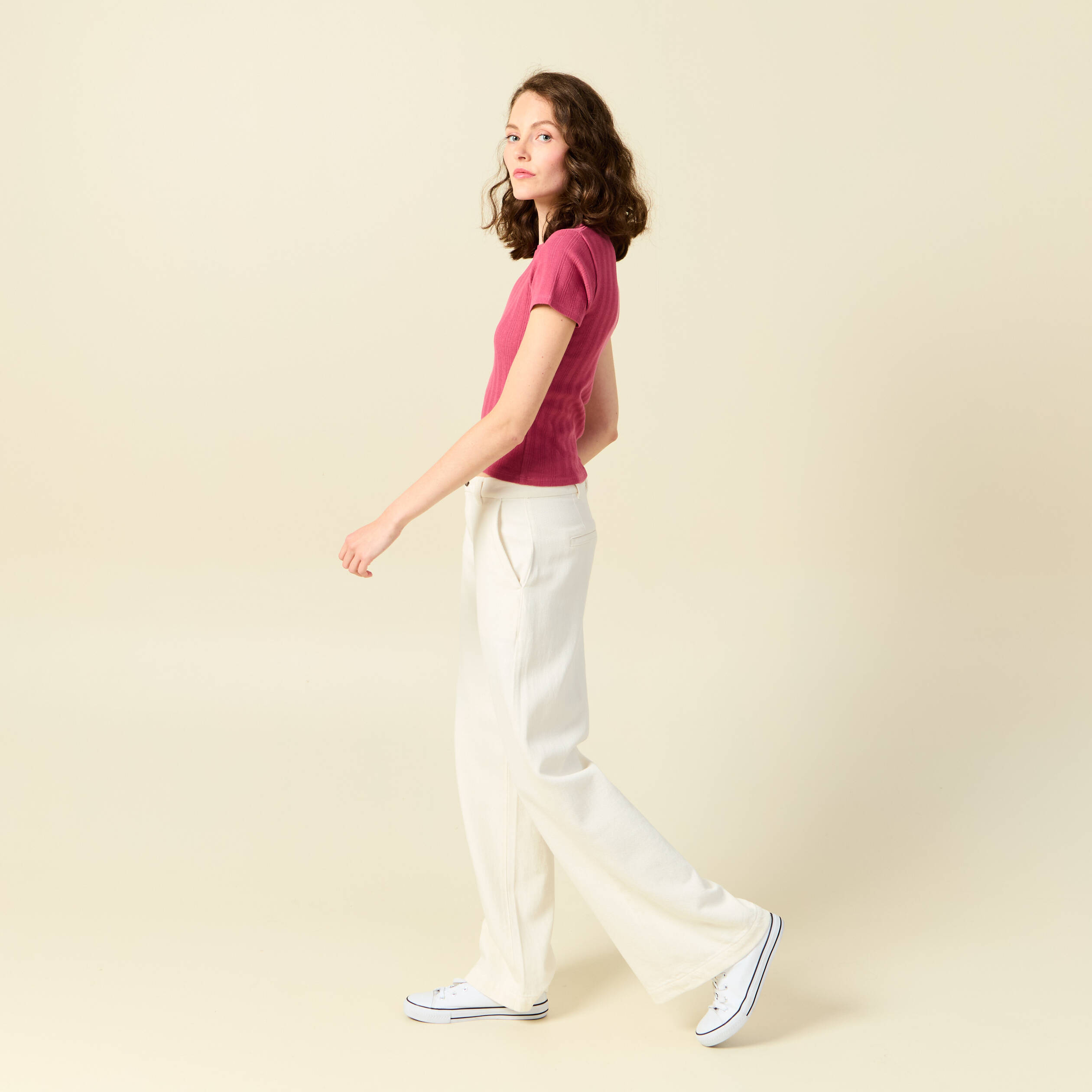 T-shirt manches courtes vieux rose femme