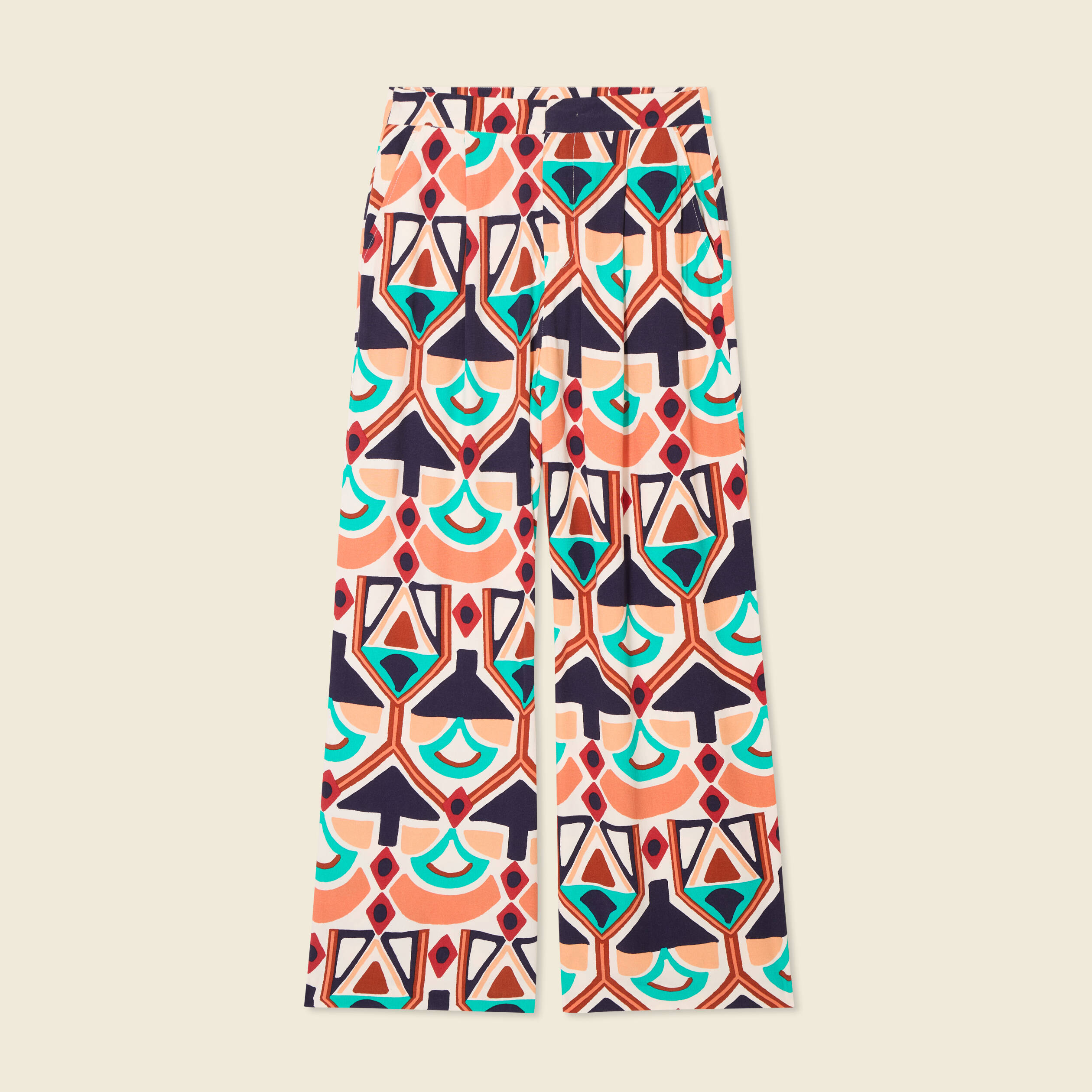 Pantalon large fluide orange femme
