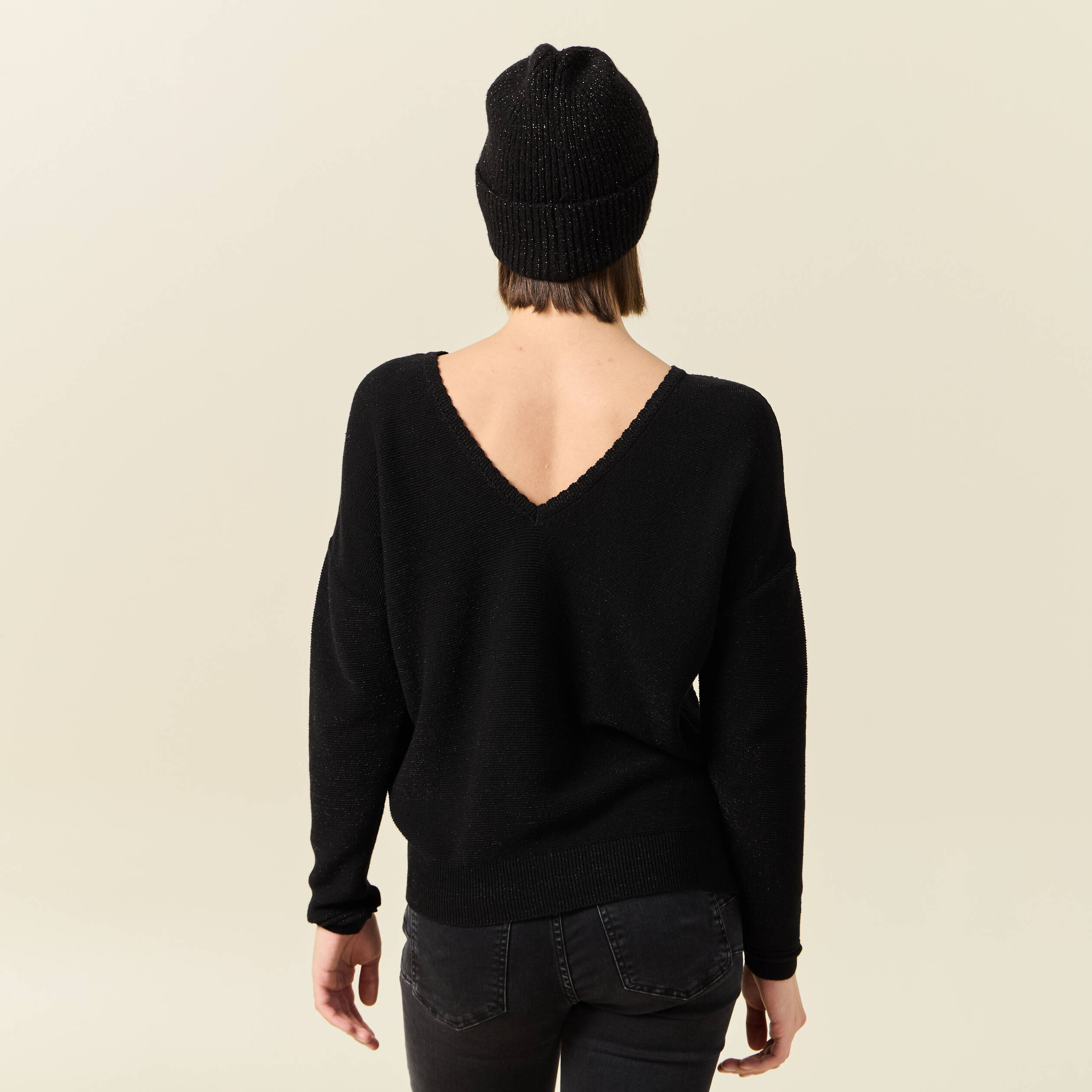 pull manches longues ajoure noir femme Pull manches longues ajouré noir femme