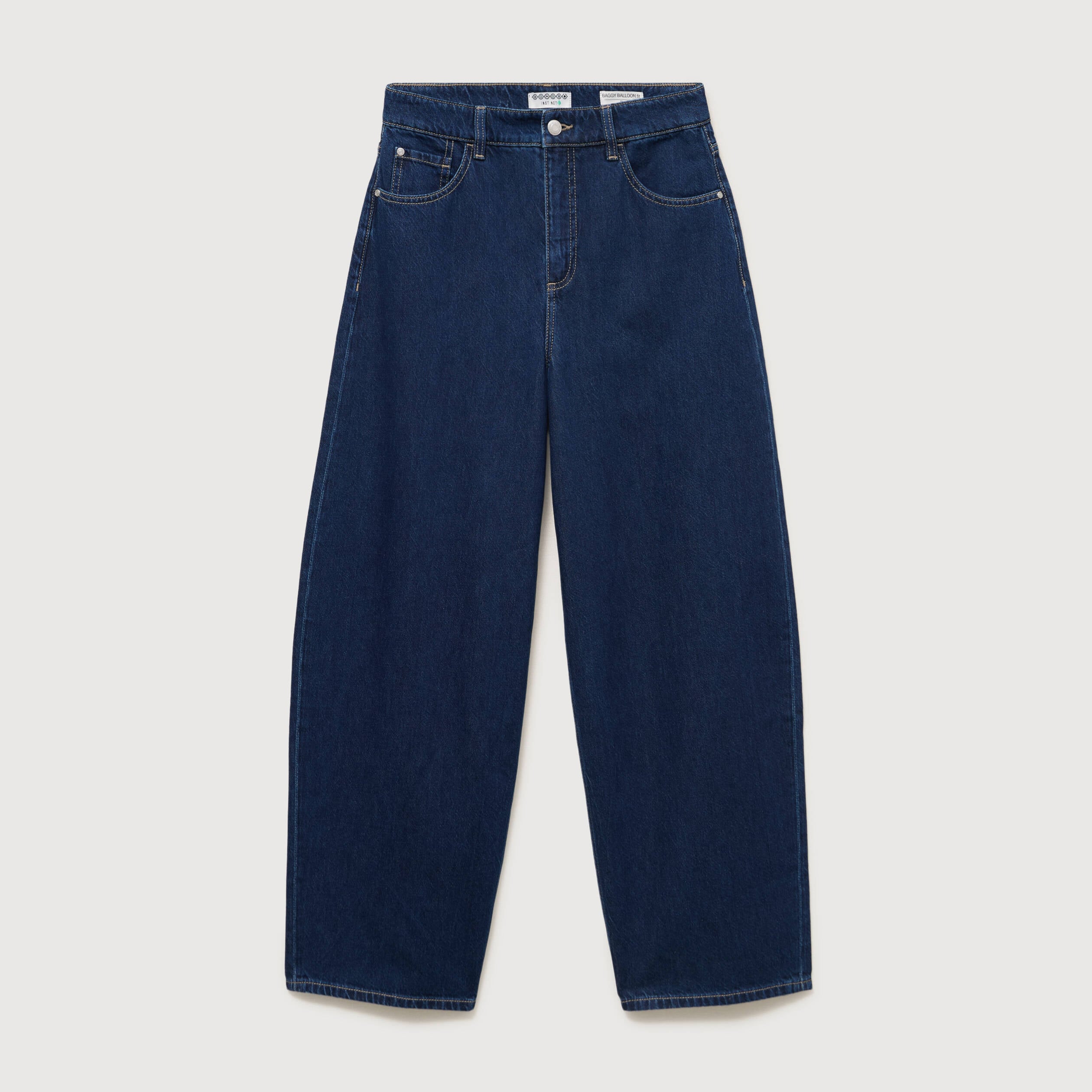 Jeans loose en coton denim brut clean femme