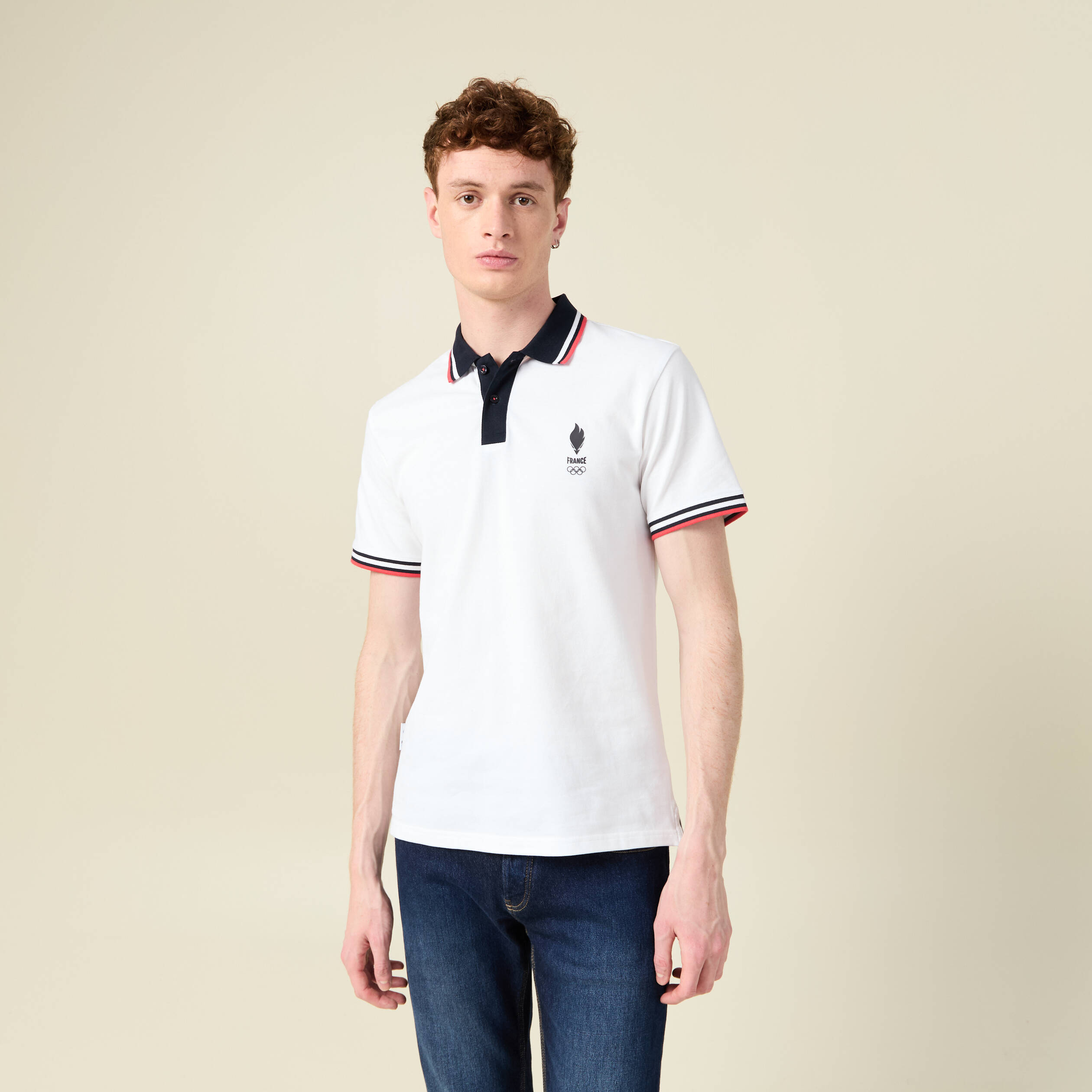Polo manches courtes blanc homme