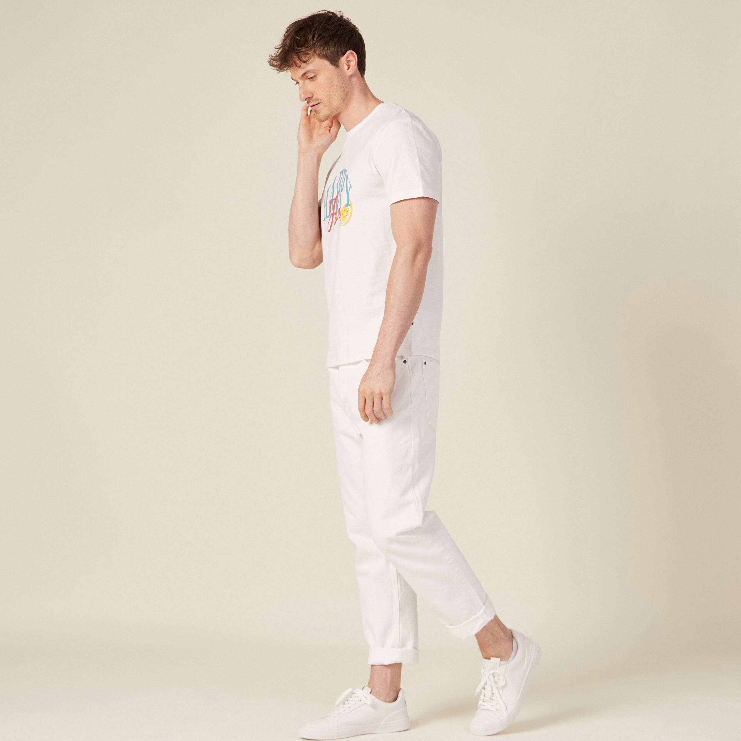 t shirt manches courtes ecru homme T-shirt manches courtes ecru homme
