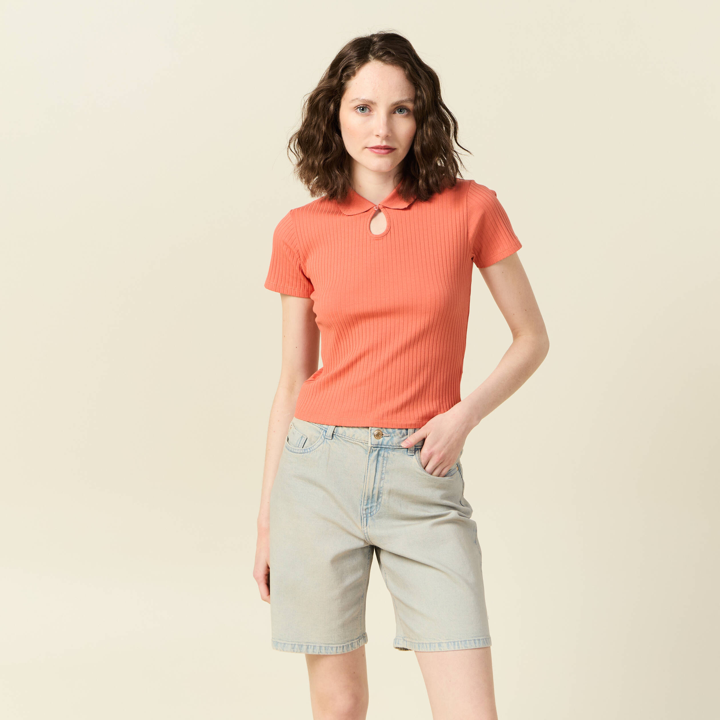 polo manches courtes orange fonce femme Polo manches courtes orange foncé femme