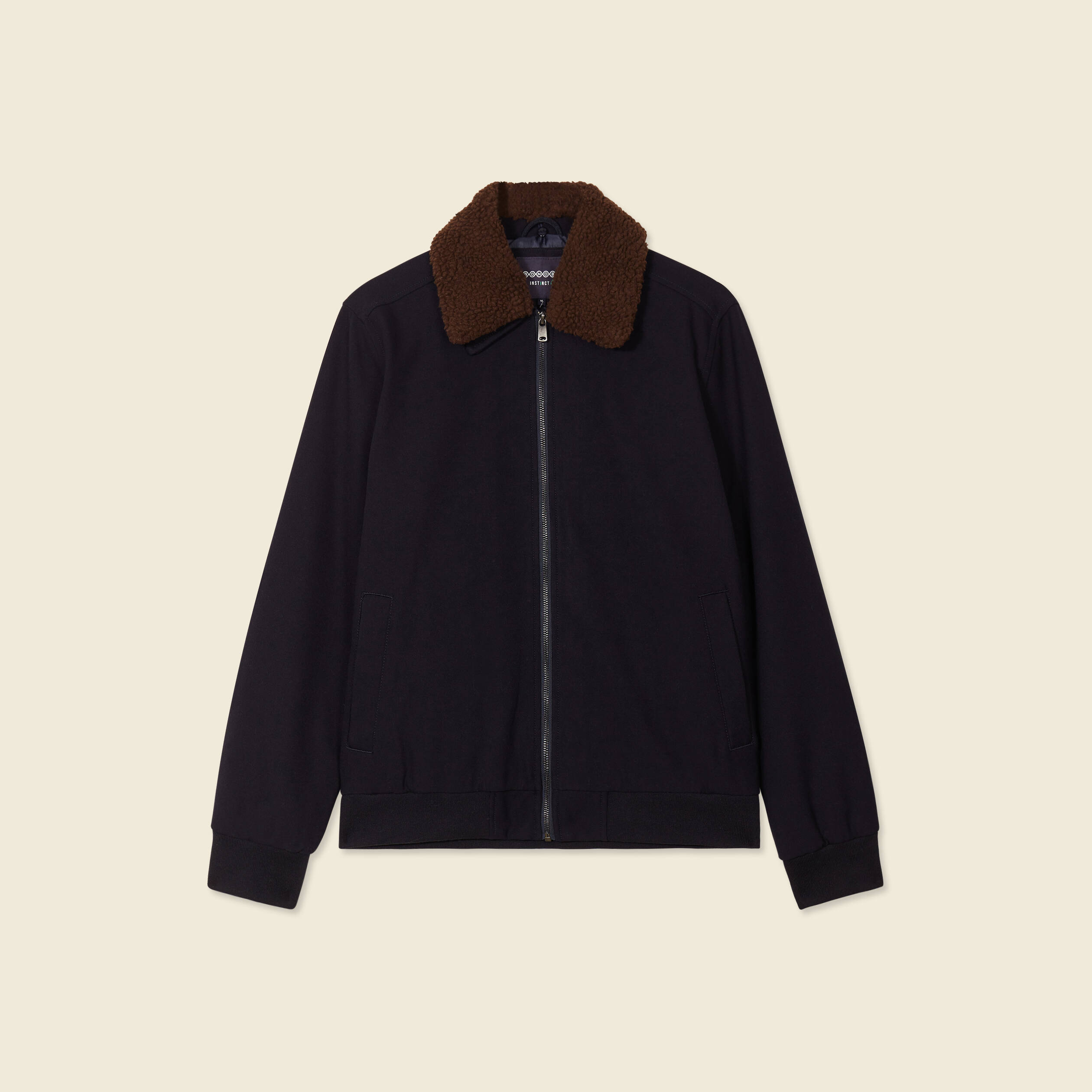Blouson col aviateur zipp&eacute; bleu marine homme