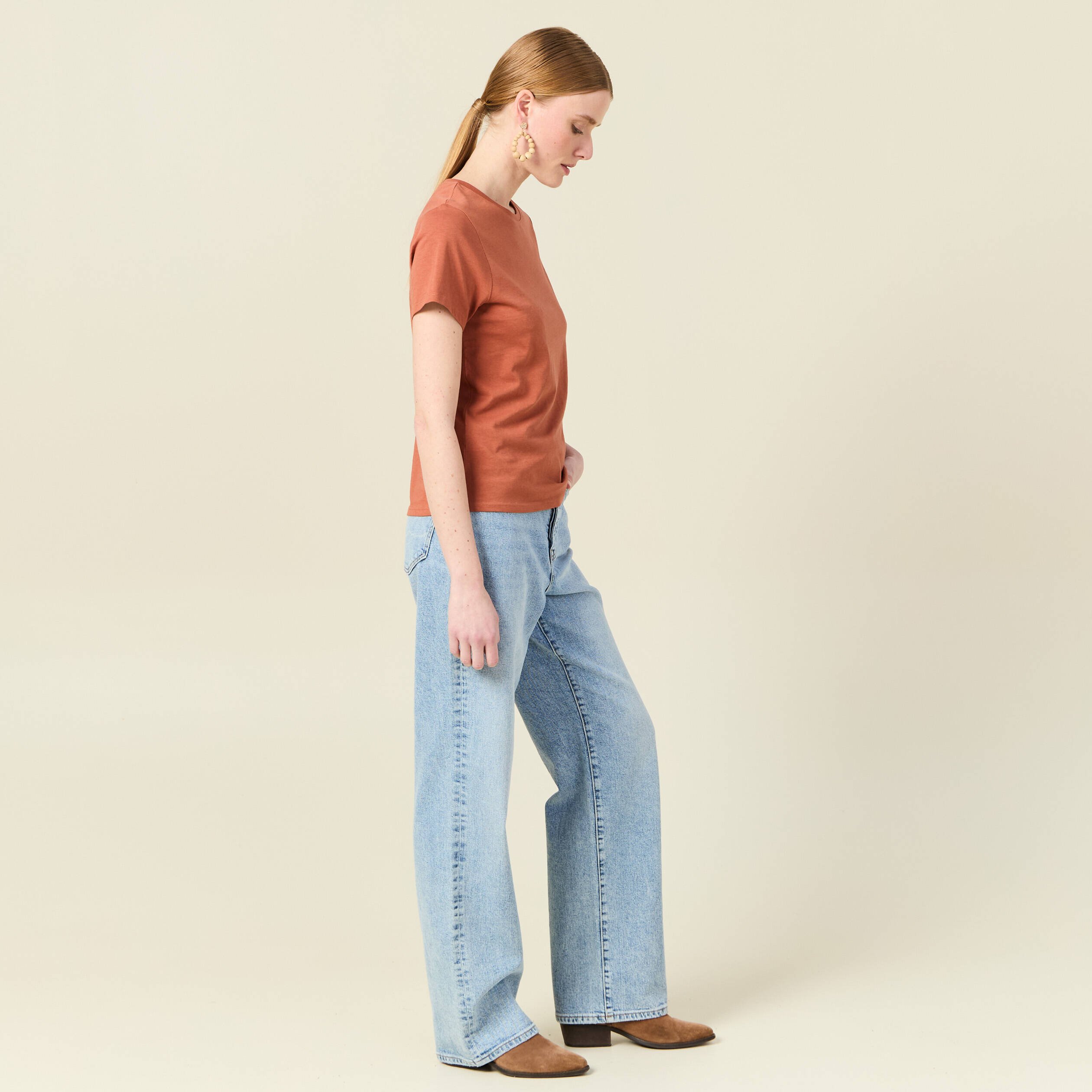 t shirt manches courtes orange femme T-shirt manches courtes orange femme