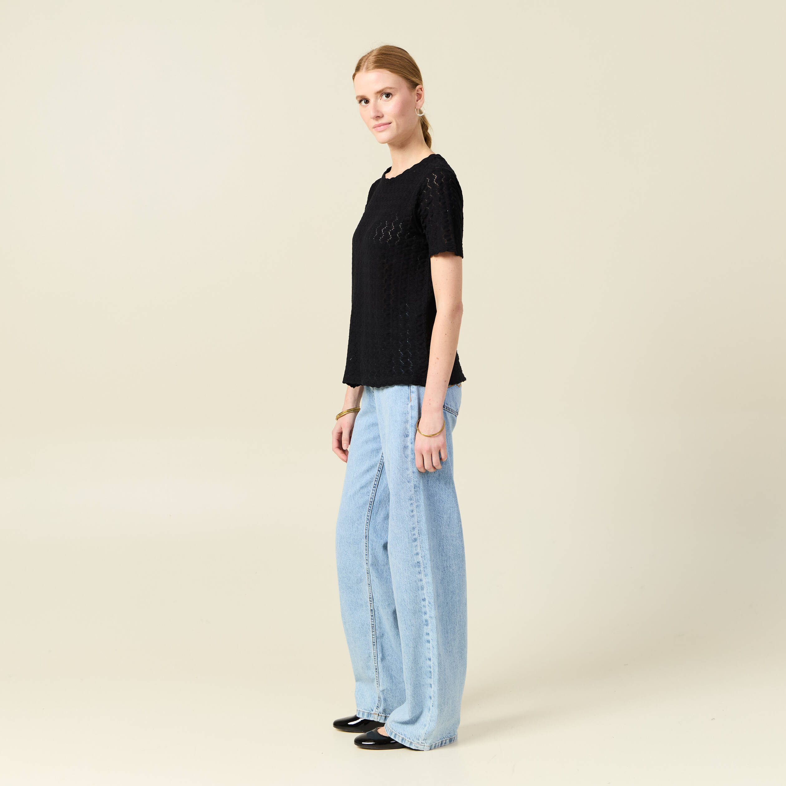 t shirt manches courtes noir femme T-shirt manches courtes noir femme