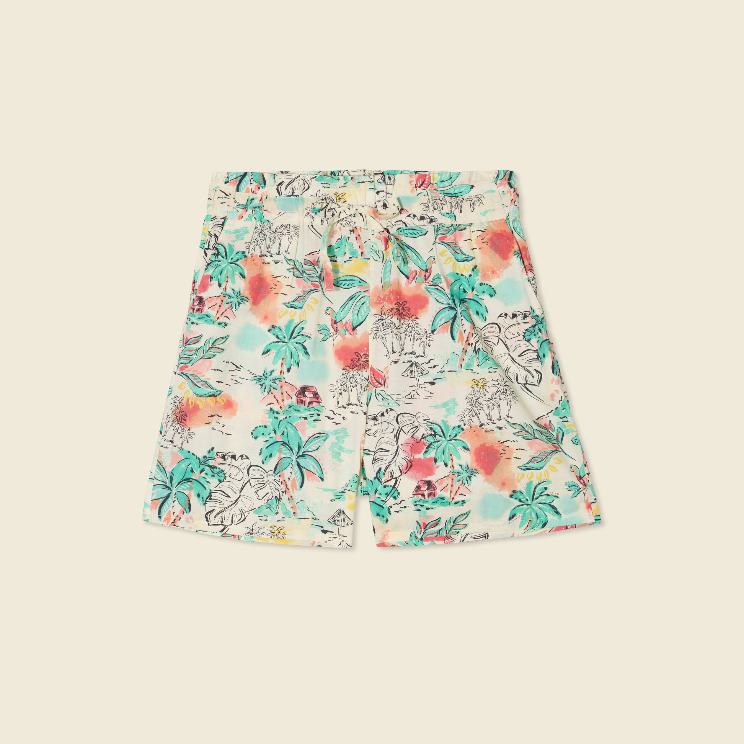 Short droite taille haute blanc femme