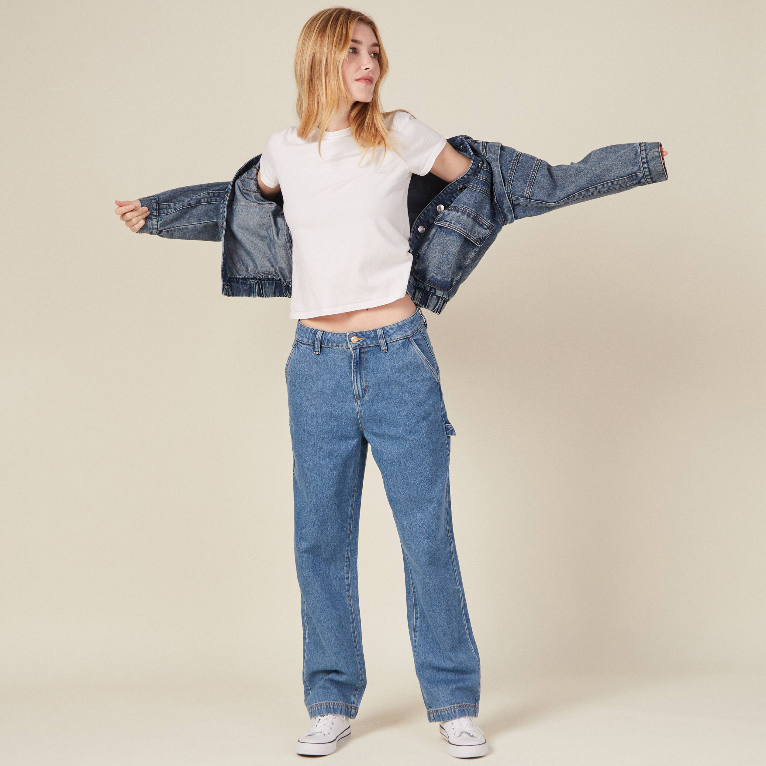 jeans slouchy taille haute denim stone femme Jeans slouchy taille haute denim stone femme