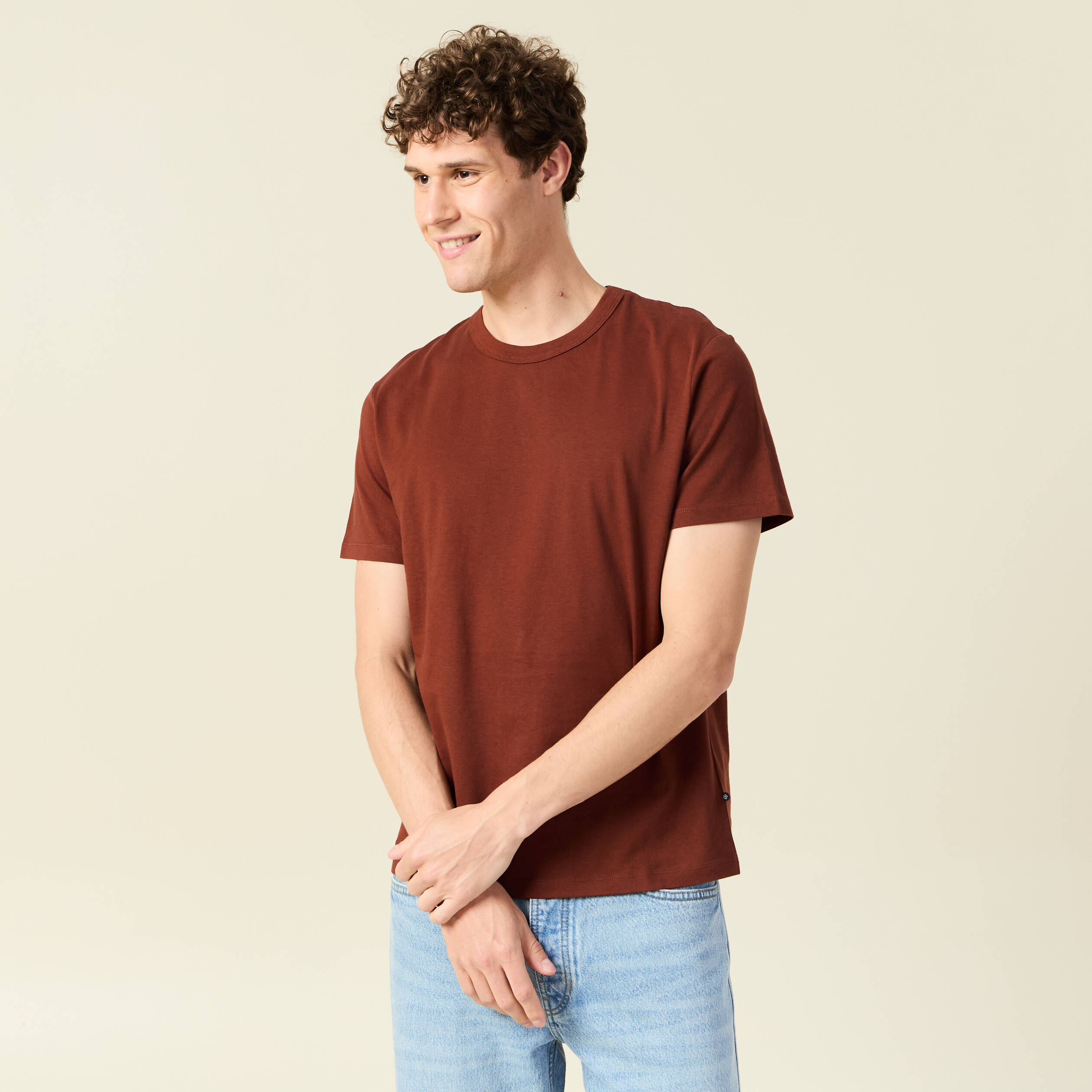 t shirt eco responsable marron cognac homme T-shirt éco-responsable marron cognac homme