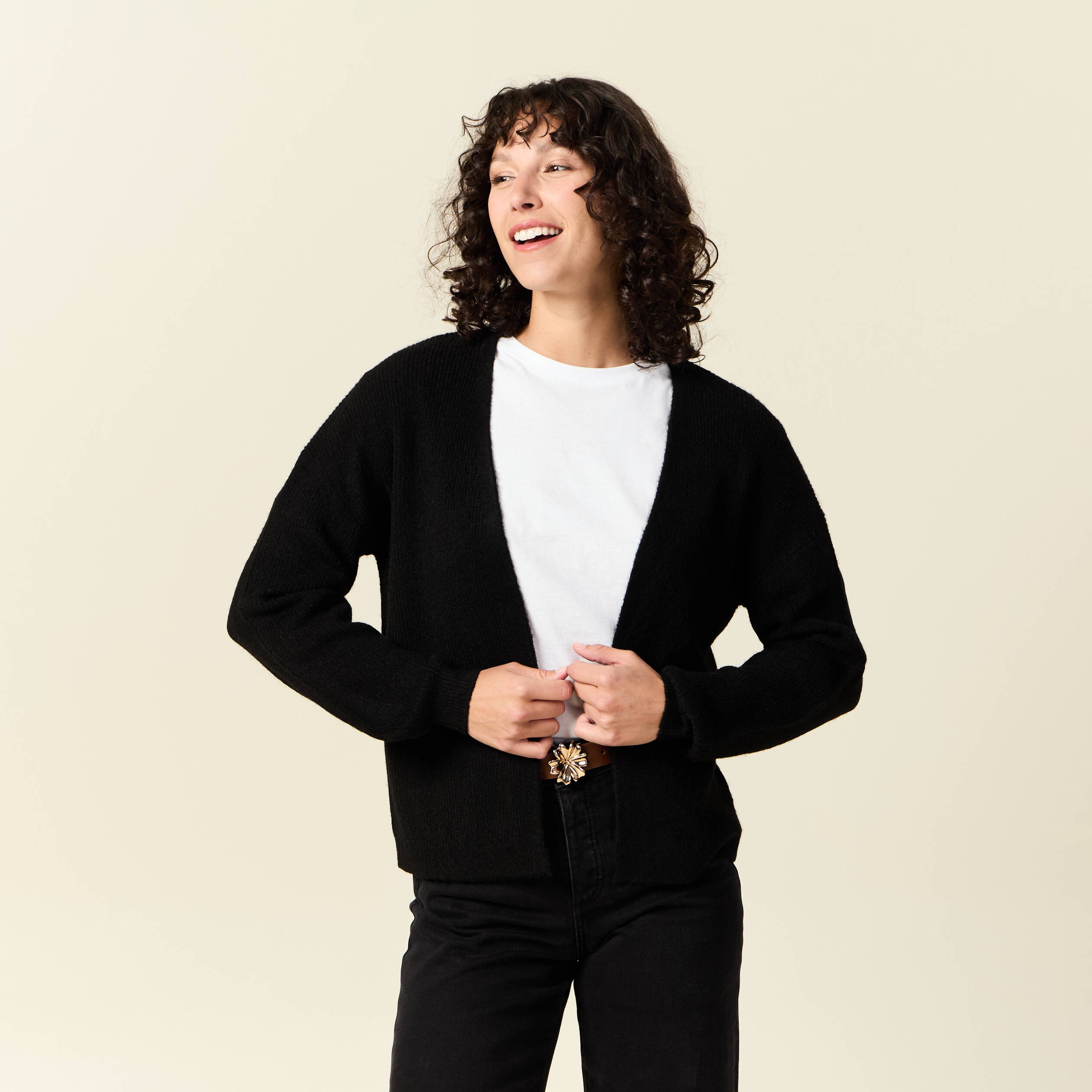 Gilet manches longues noir femme