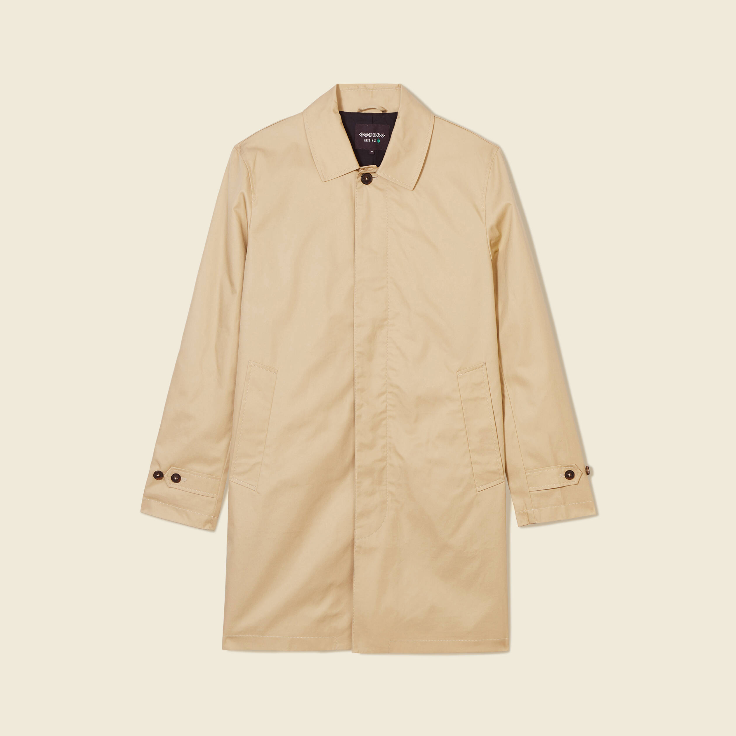 Blouson droit long en coton doubl&eacute; beige homme