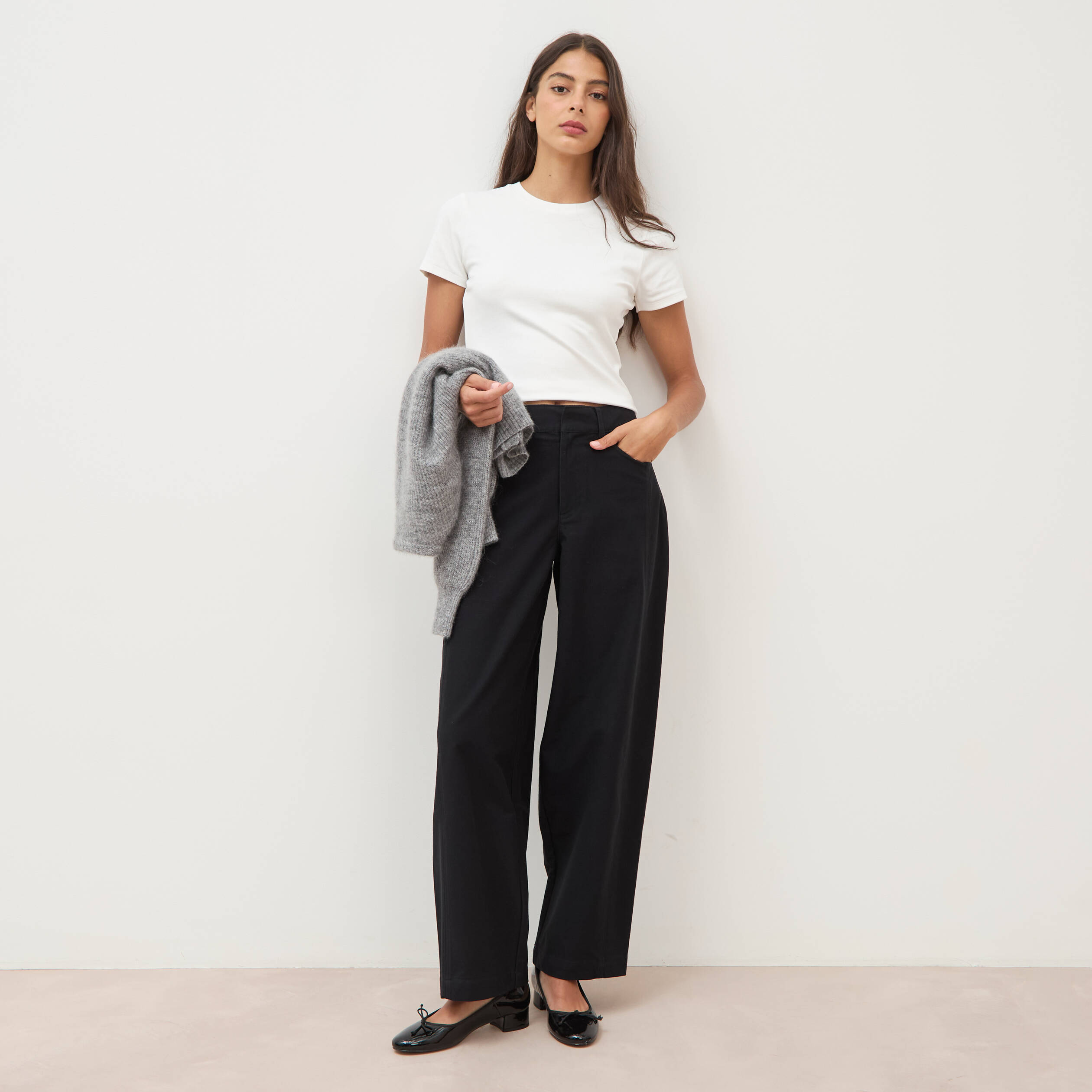 Pantalon coupe regular noir femme