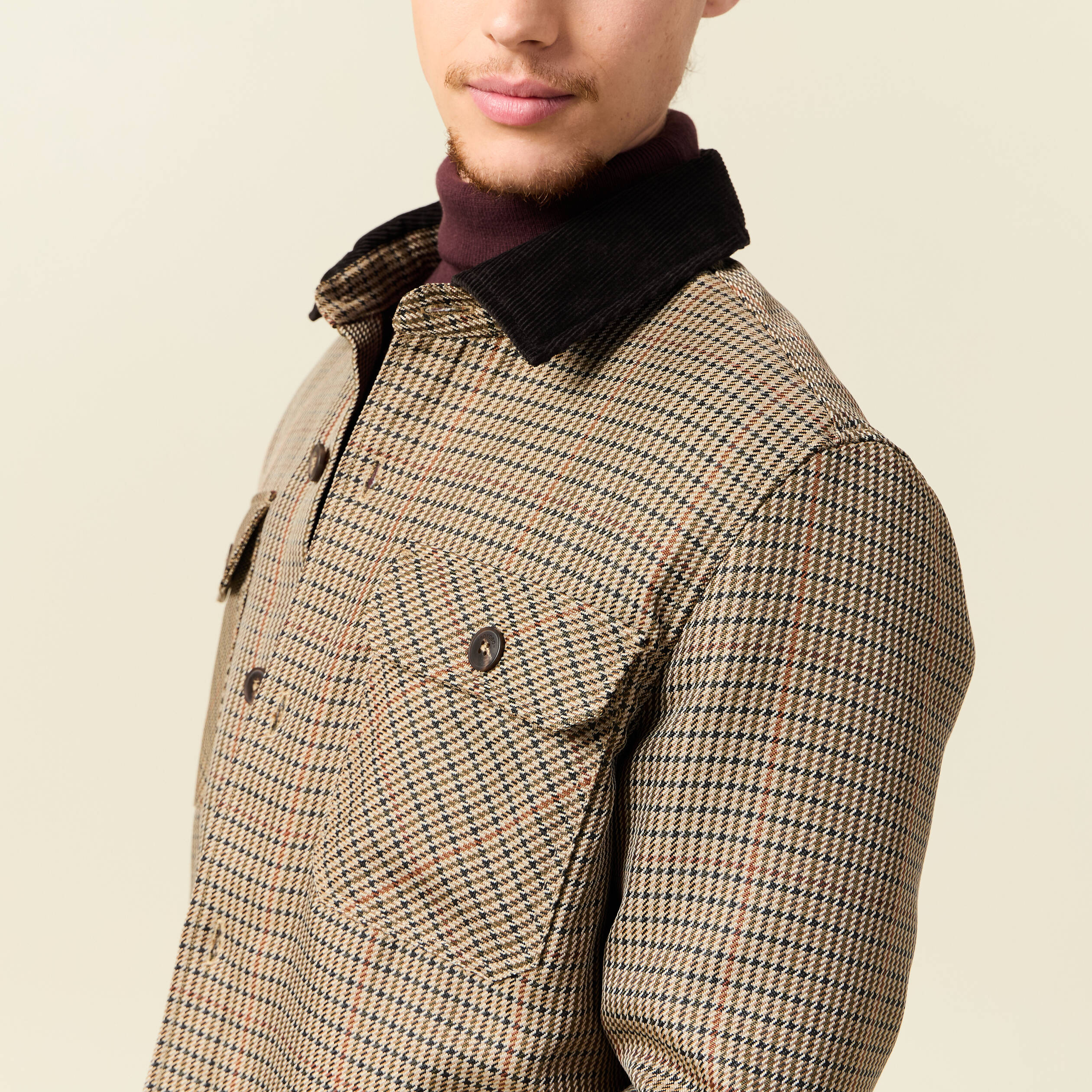 Veste oversize courte manches longues beige homme