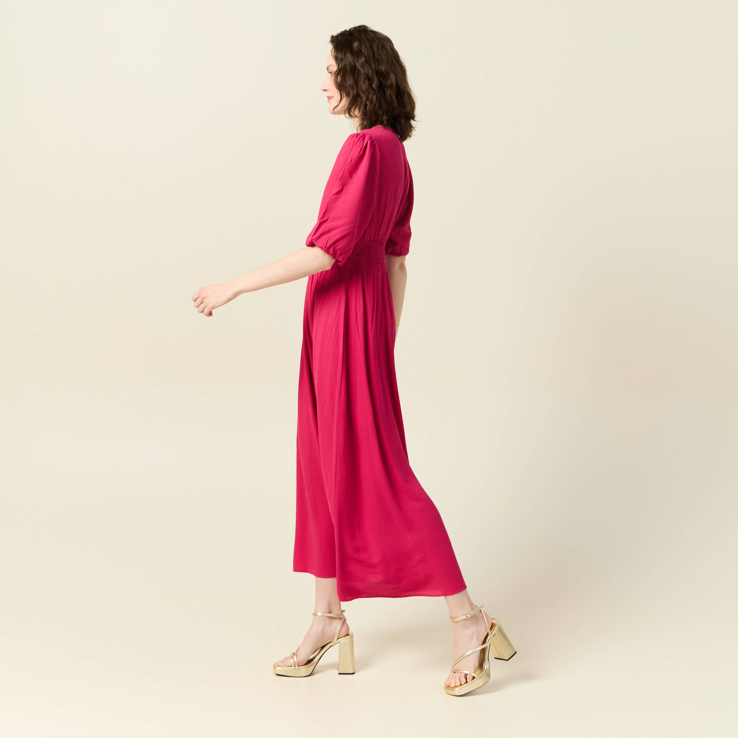 robe longue evasee rose framboise femme Robe longue évasée rose framboise femme