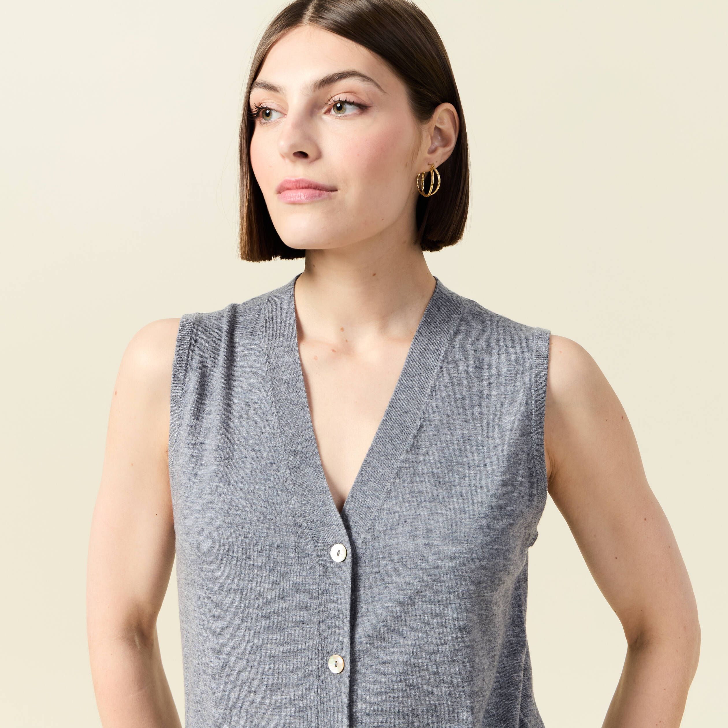 Gilet sans manches gris clair femme
