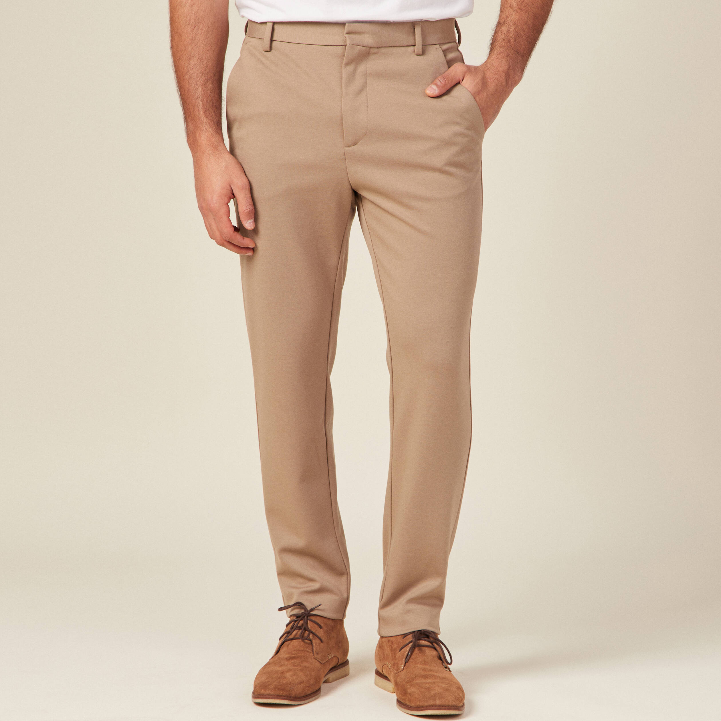 Pantalon chino slim beige confortable homme fashion