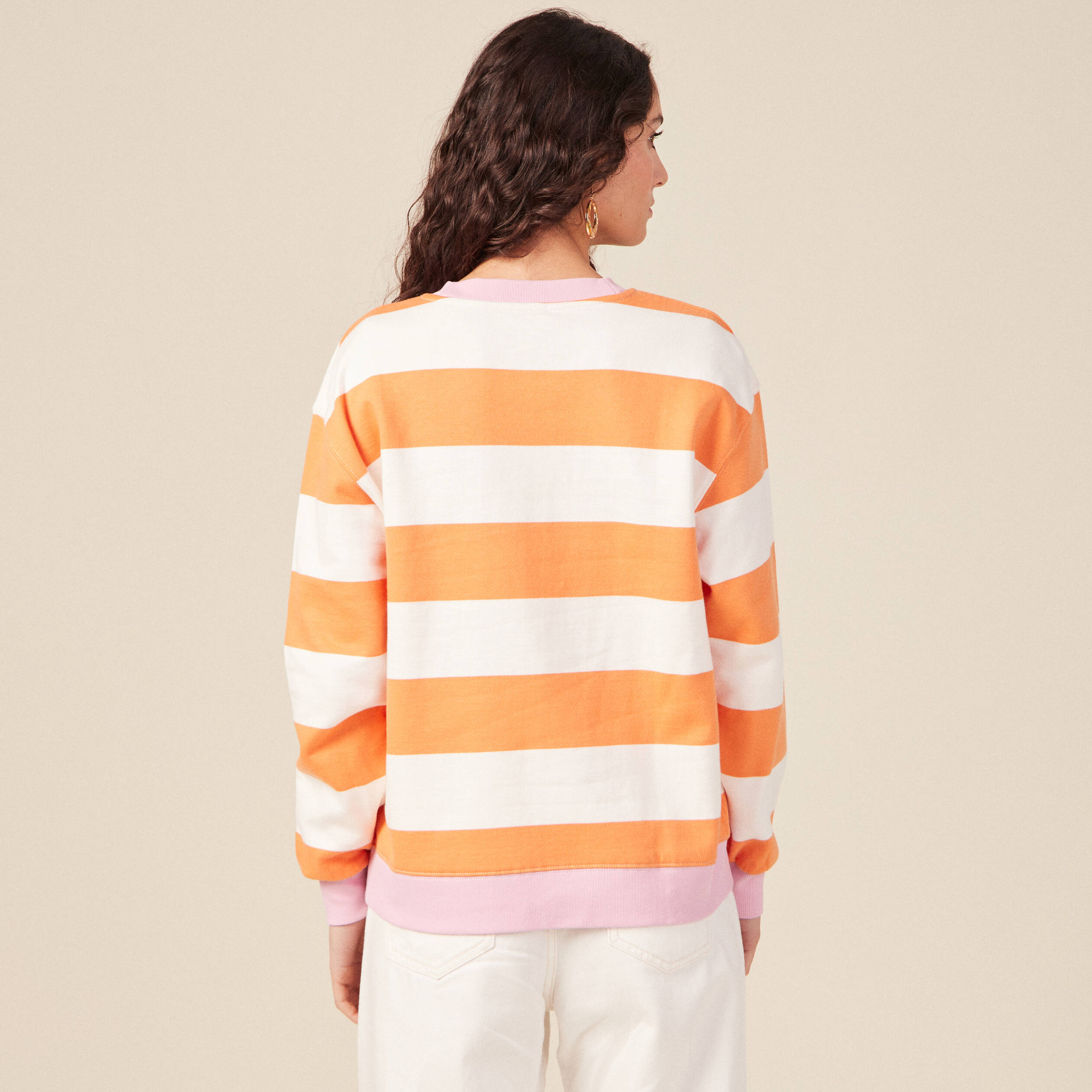 sweat eco responsable orange clair femme Sweat éco-responsable orange clair femme