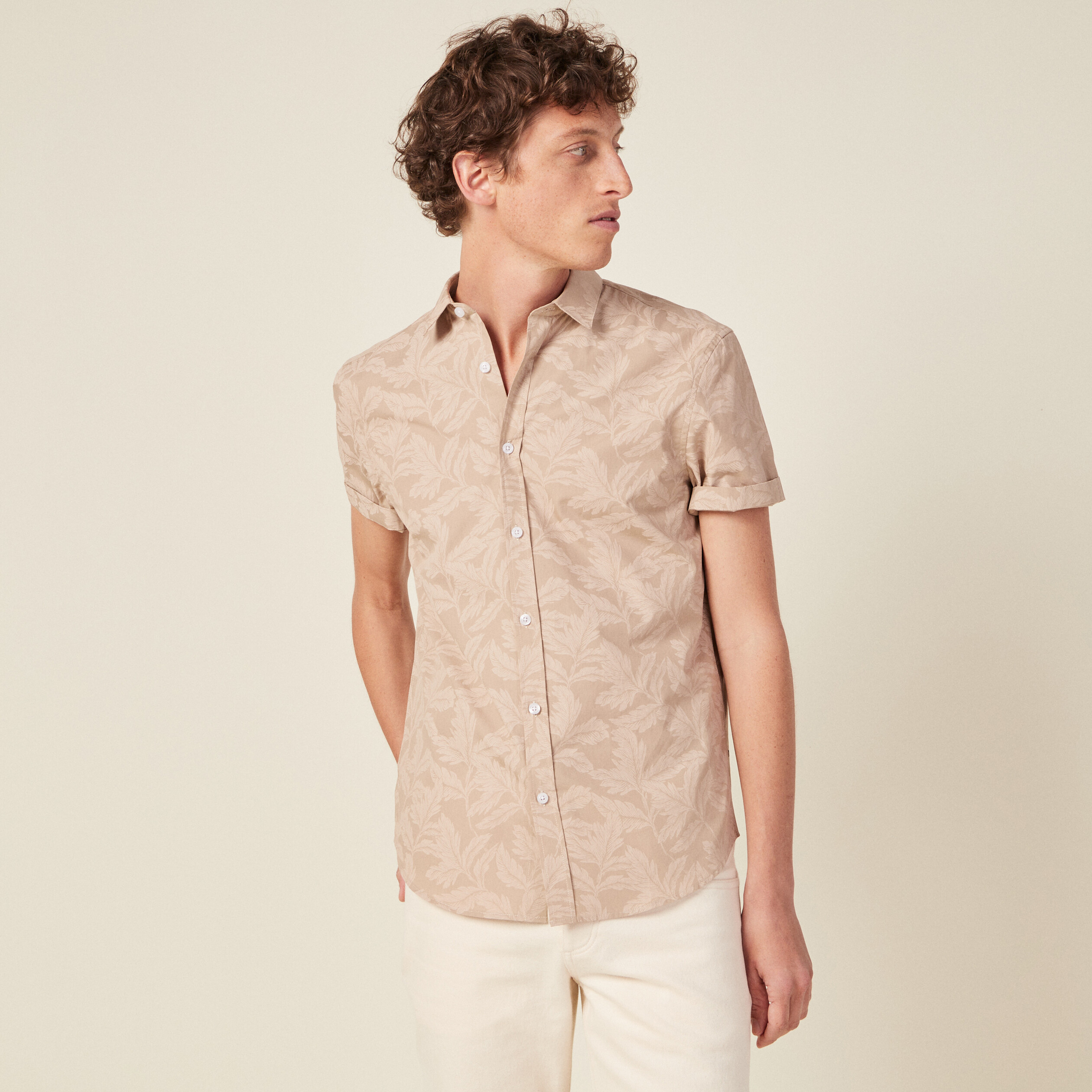 Chemise beige on sale manche courte