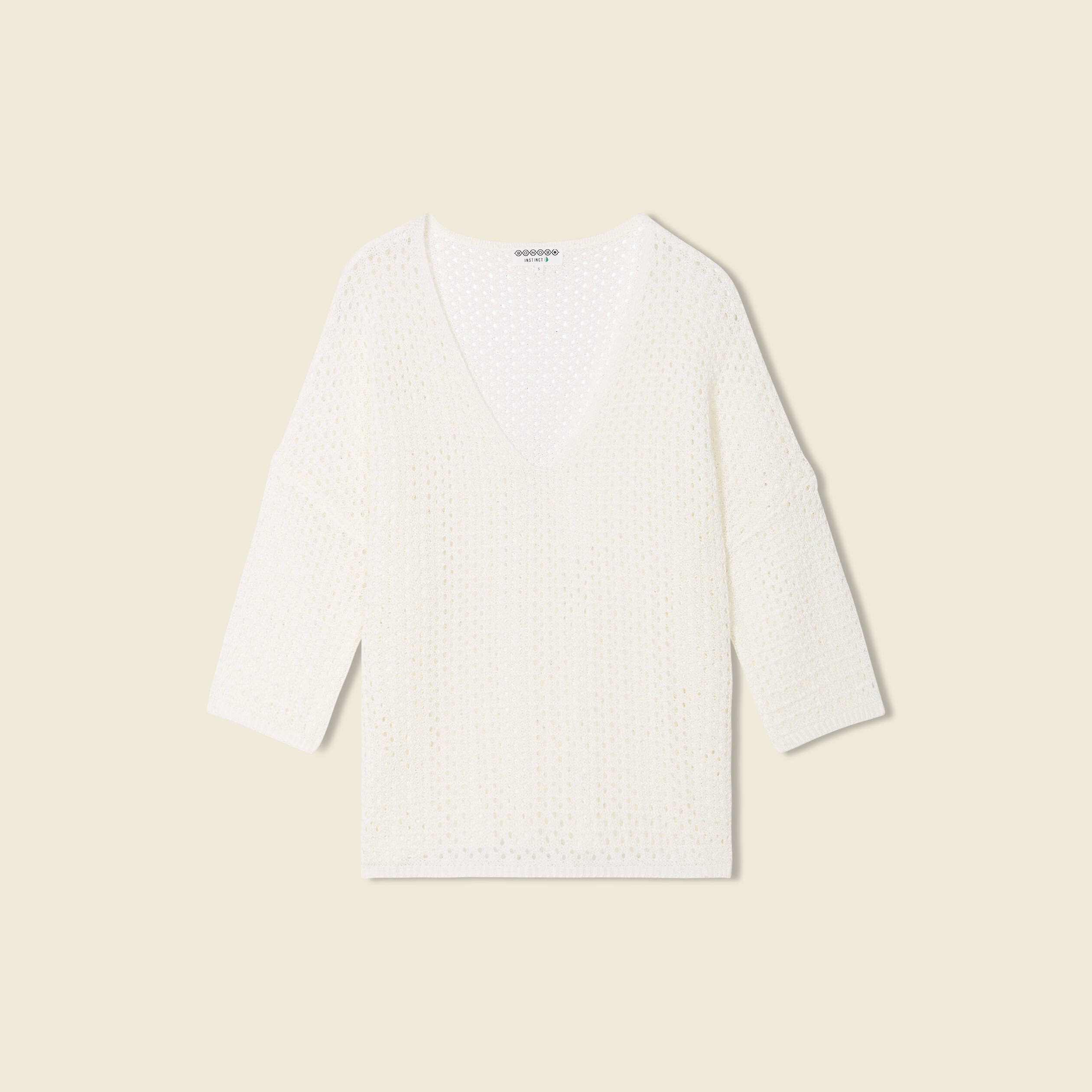 pull col en v eco responsable ecru femme Pull col en V éco-responsable ecru femme