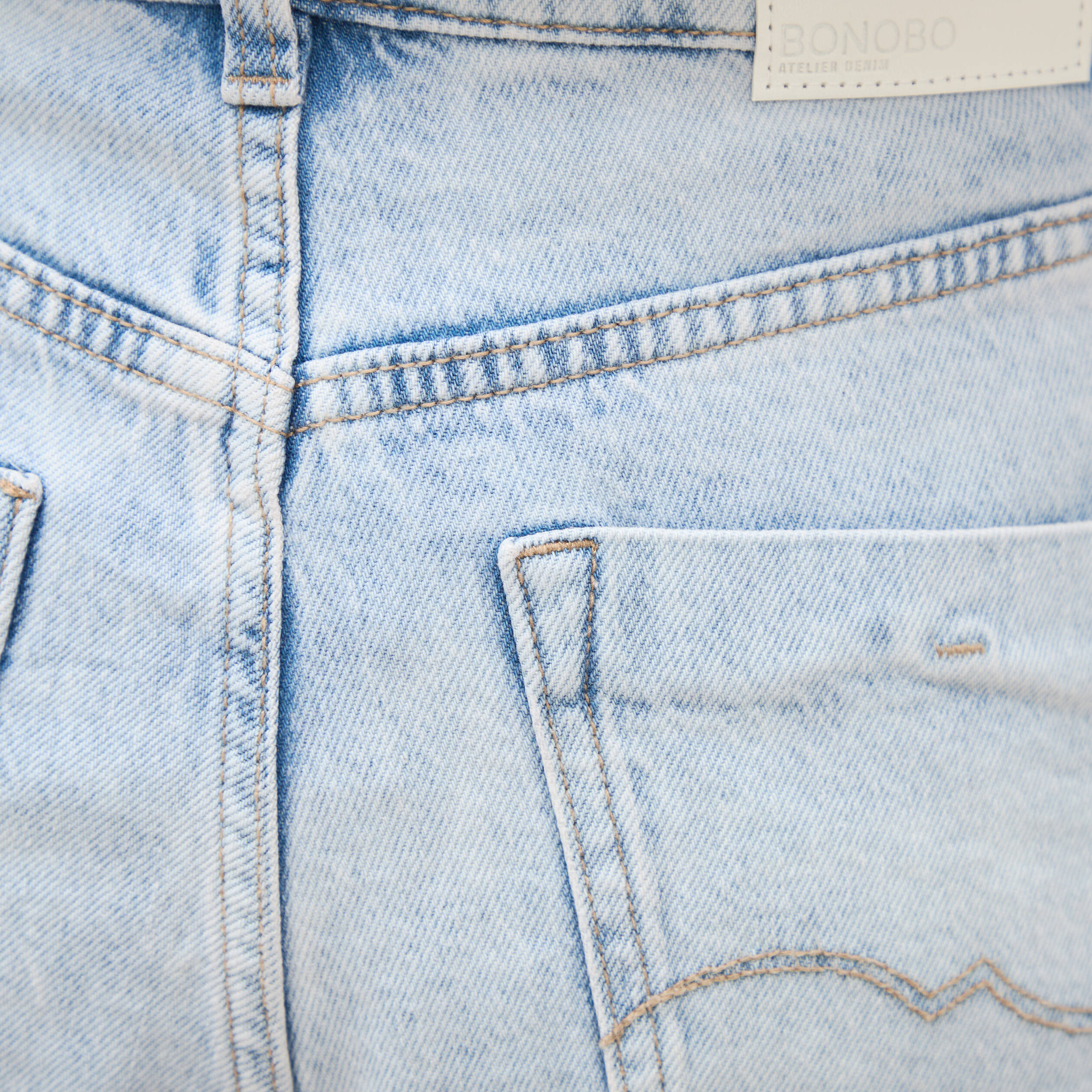 Jeans mom 7/8&egrave;me denim snow bleu femme