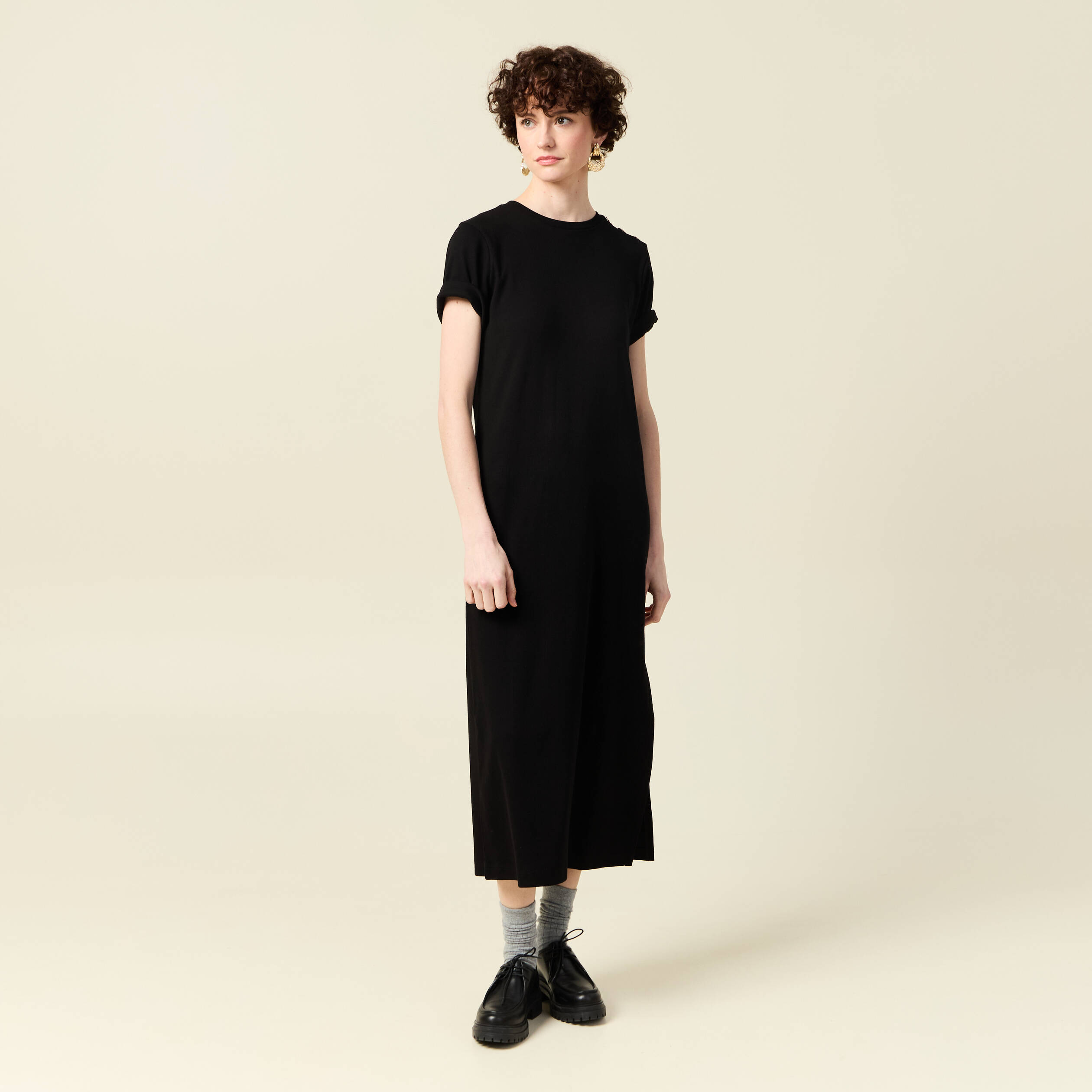 Robe longue droite noir femme