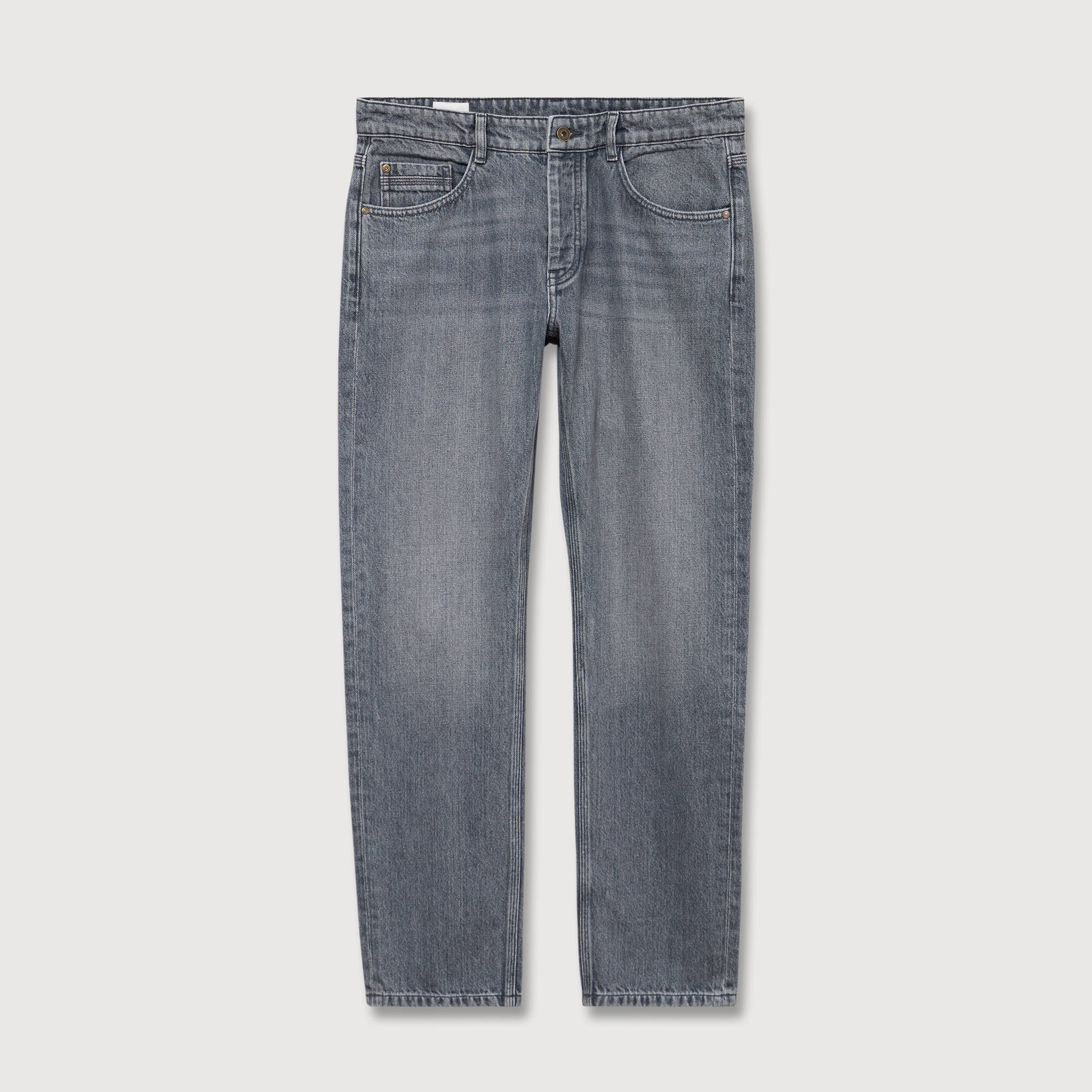 Jeans straight longueur 32 en coton bleu gris homme