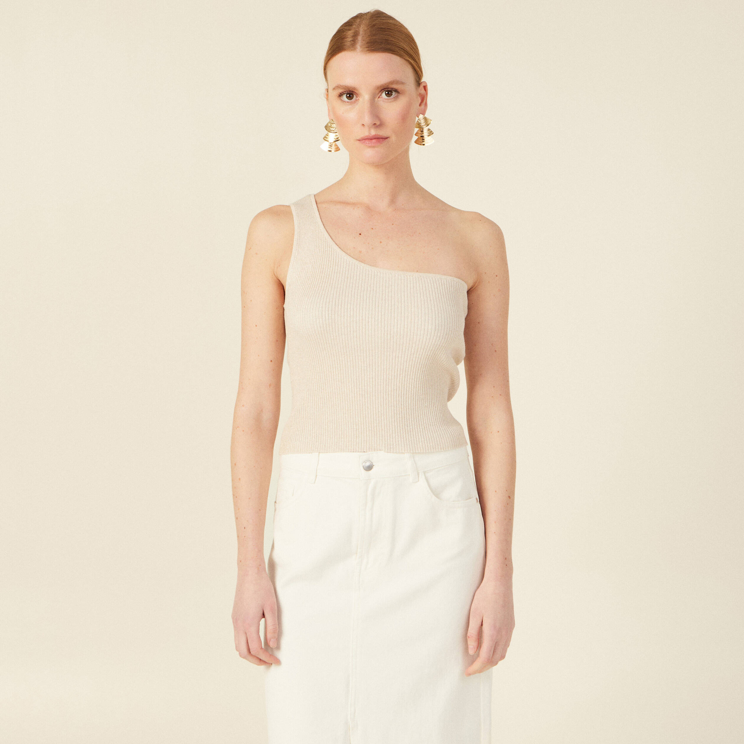 pull asymetrique creme femme Pull asymétrique creme femme