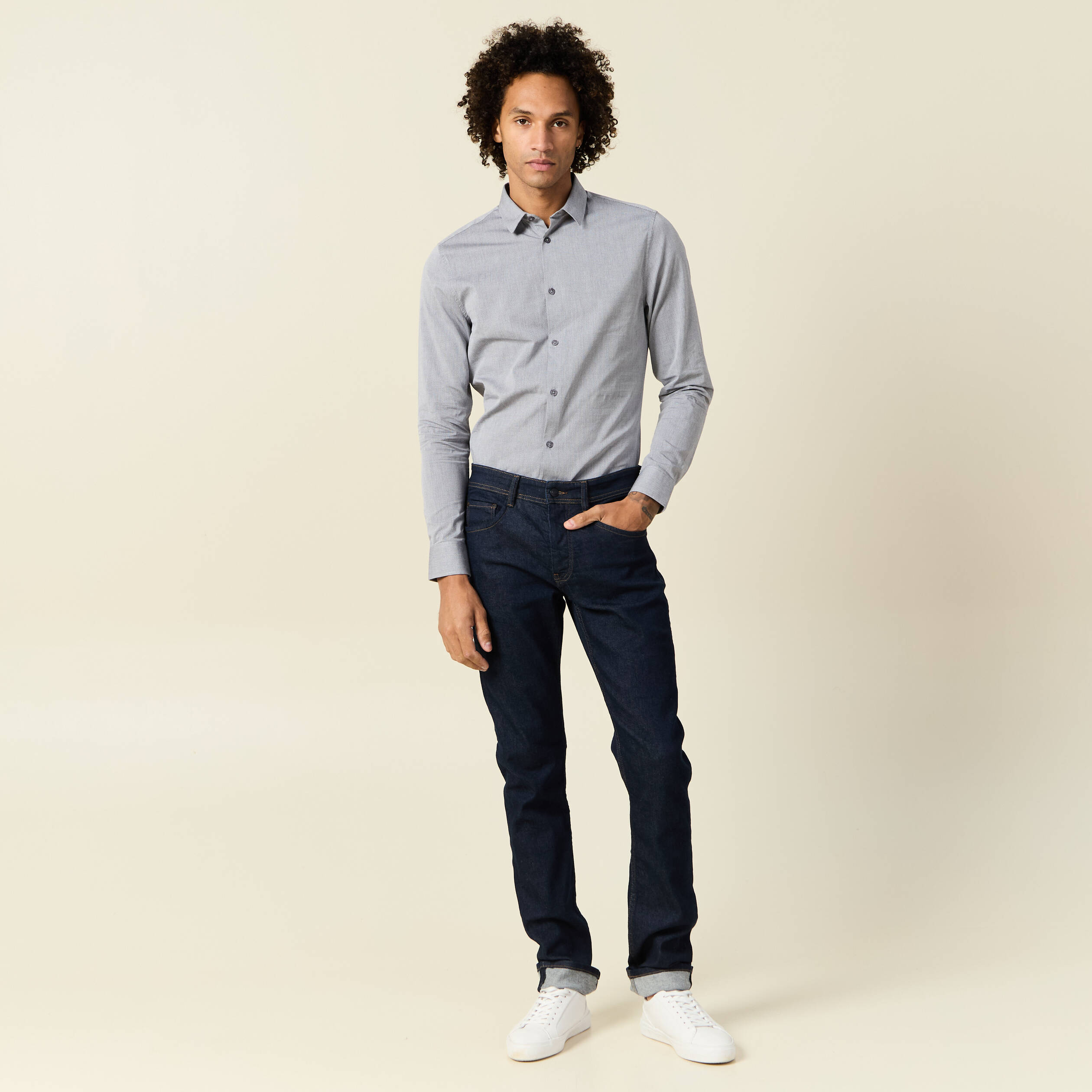 chemise manches longues gris homme Chemise manches longues gris homme
