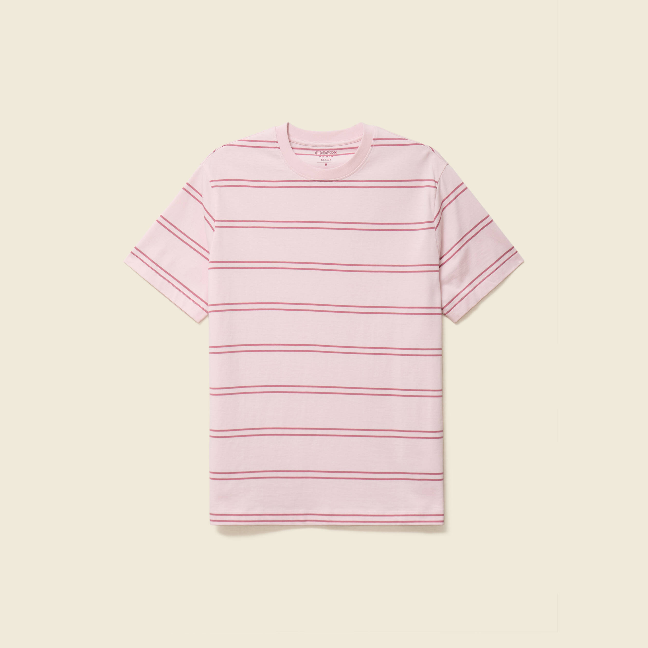 T-shirt ample ray&eacute; avec broderie rose clair homme