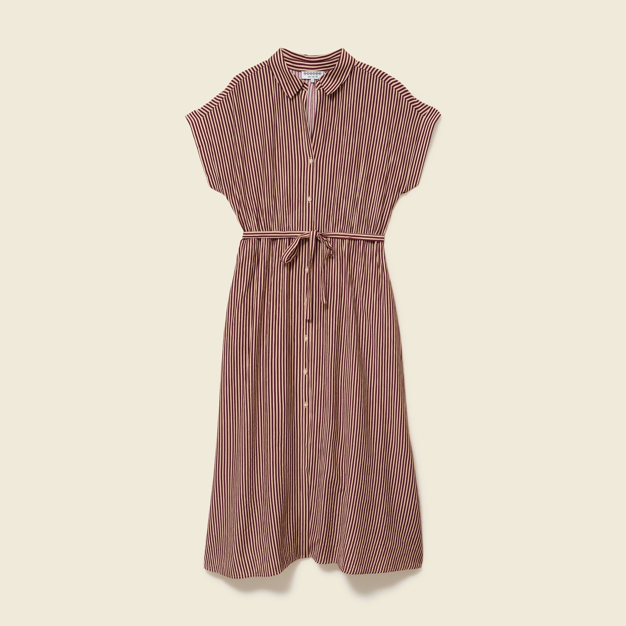 Robe longue &eacute;vas&eacute;e manches courtes violet femme