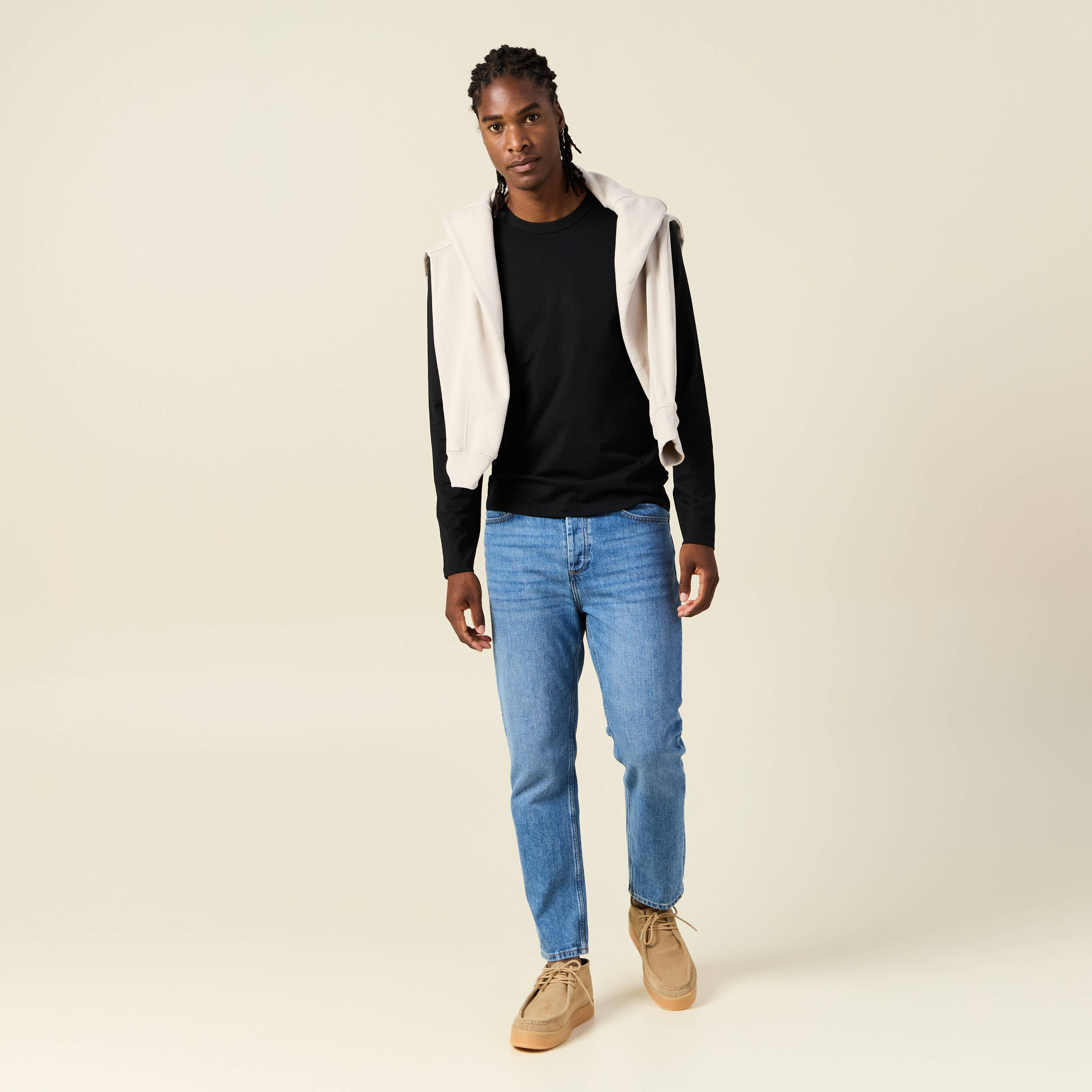 T-shirt en coton manches longues noir homme