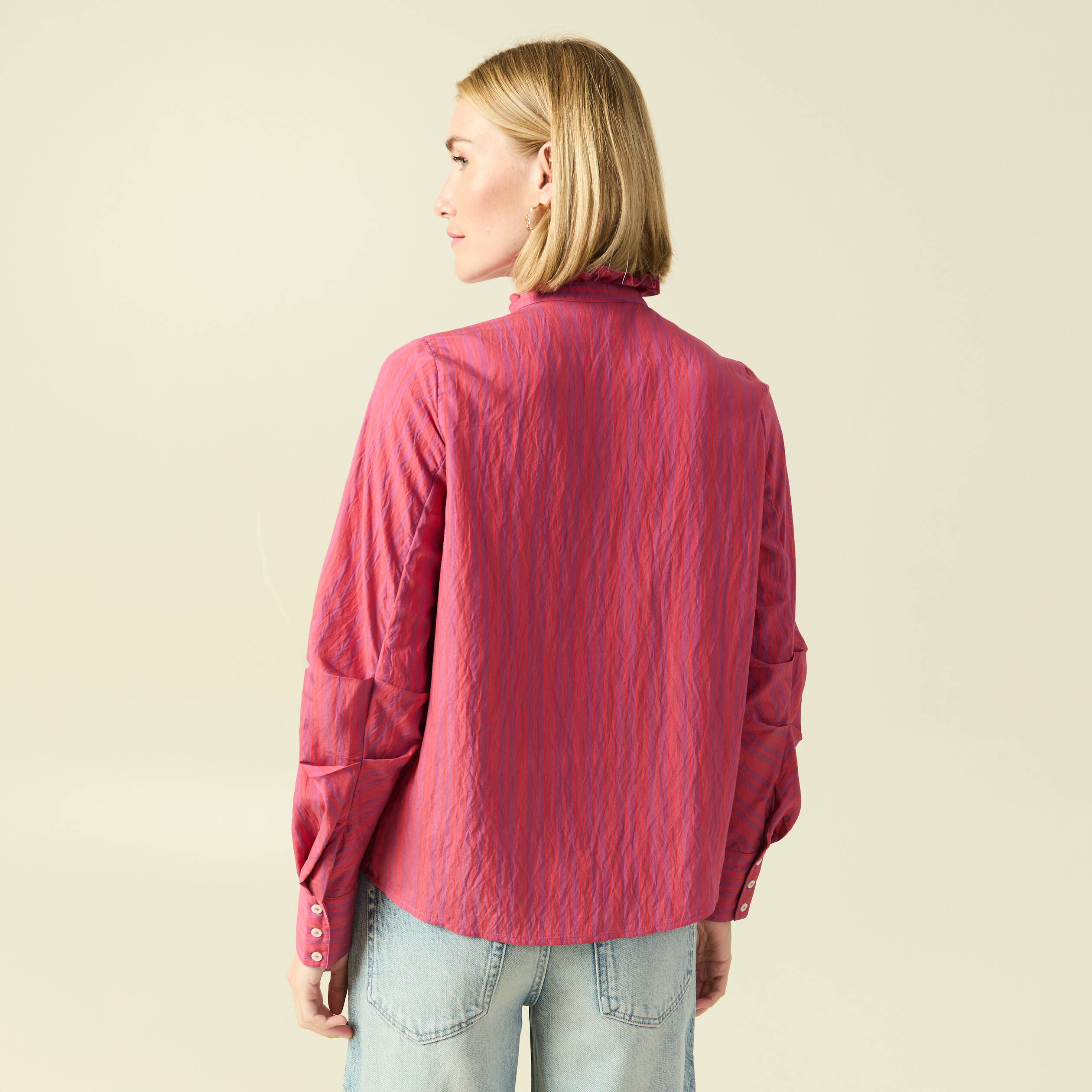 Chemise oversize manches longues prune femme