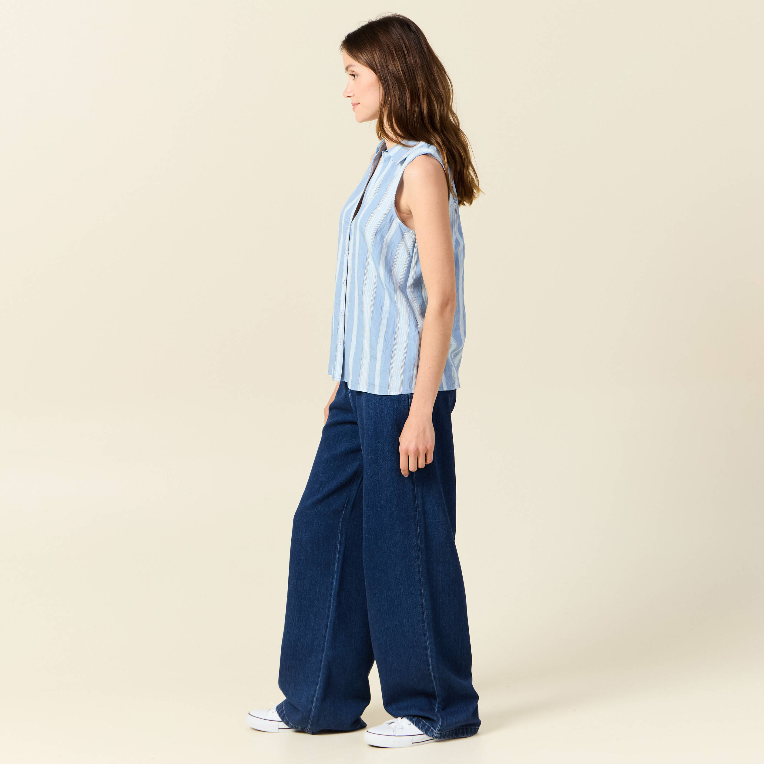 chemise sans manches bleu femme Chemise sans manches bleu femme