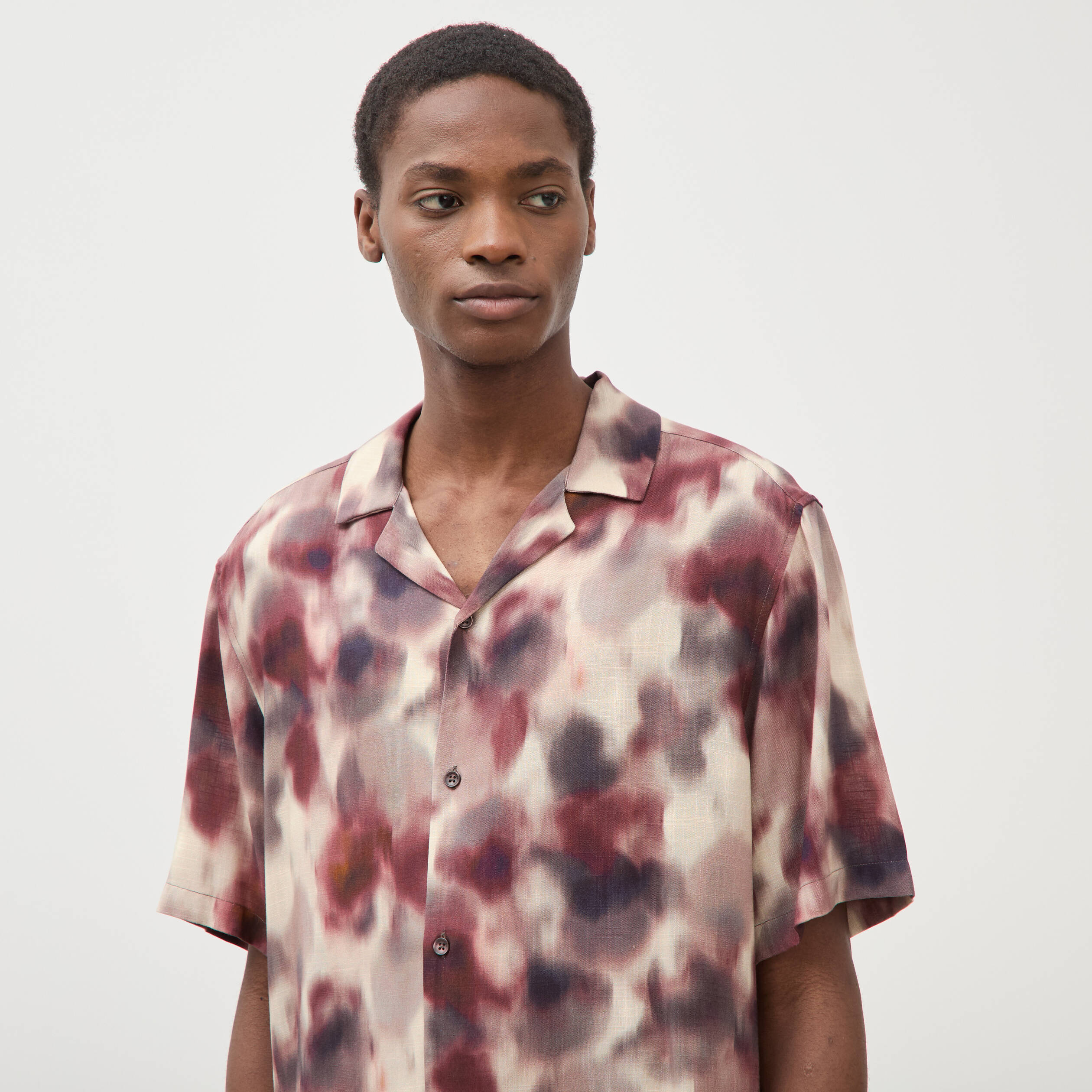 Chemise boyfriend manches courtes prune homme