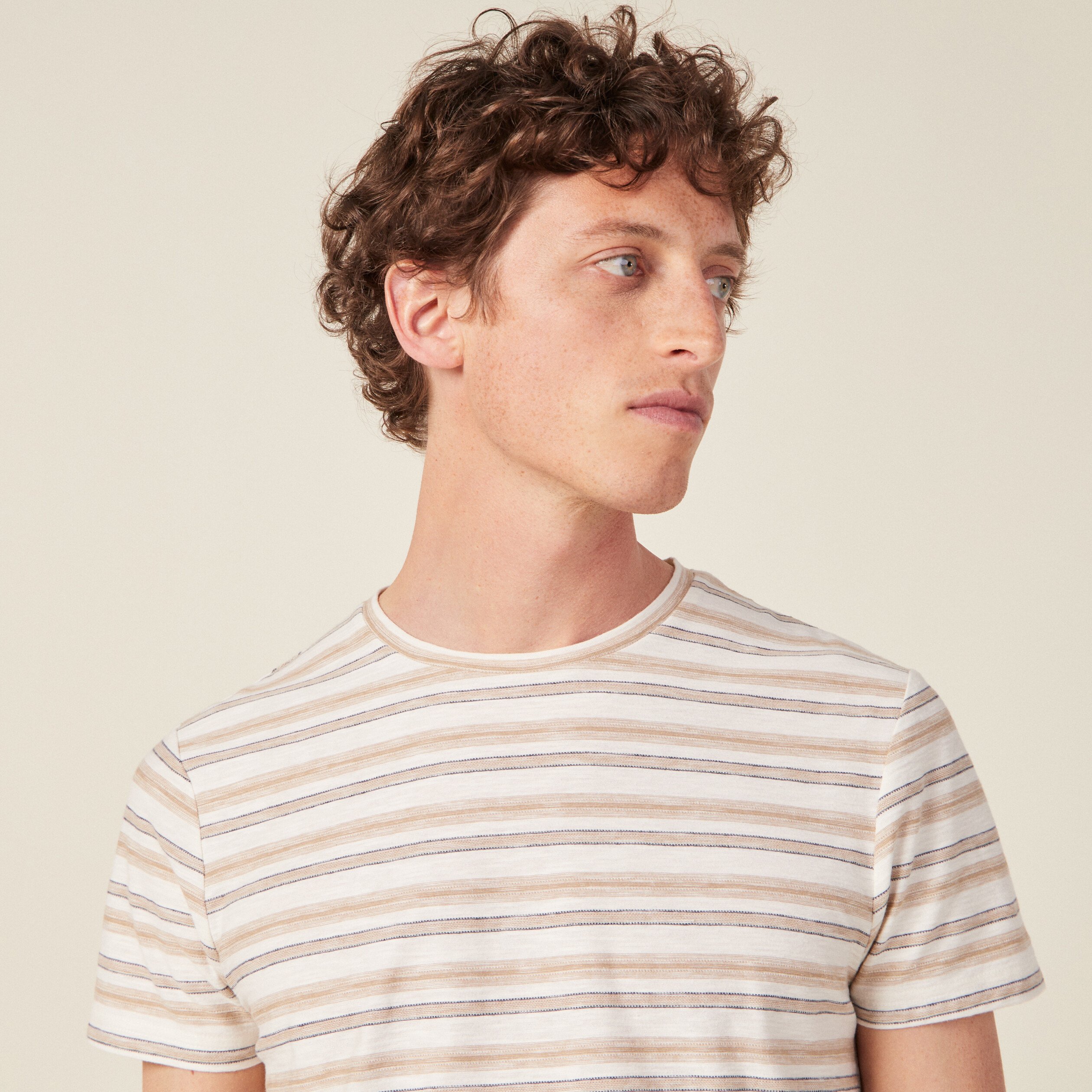 t shirt manches courtes beige homme T-shirt manches courtes beige homme